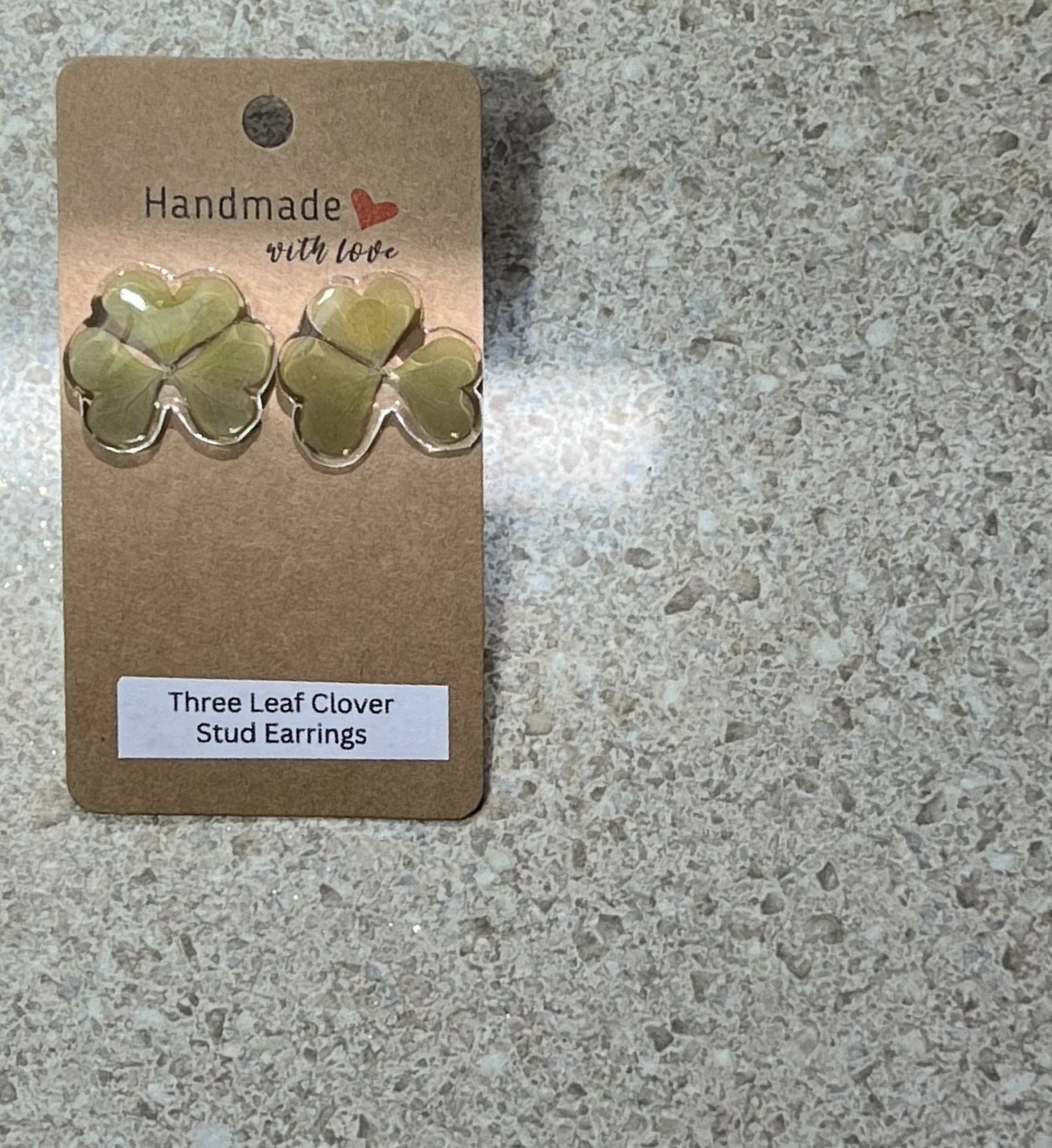 Medium Three Leaf Clover Stud Earrings
