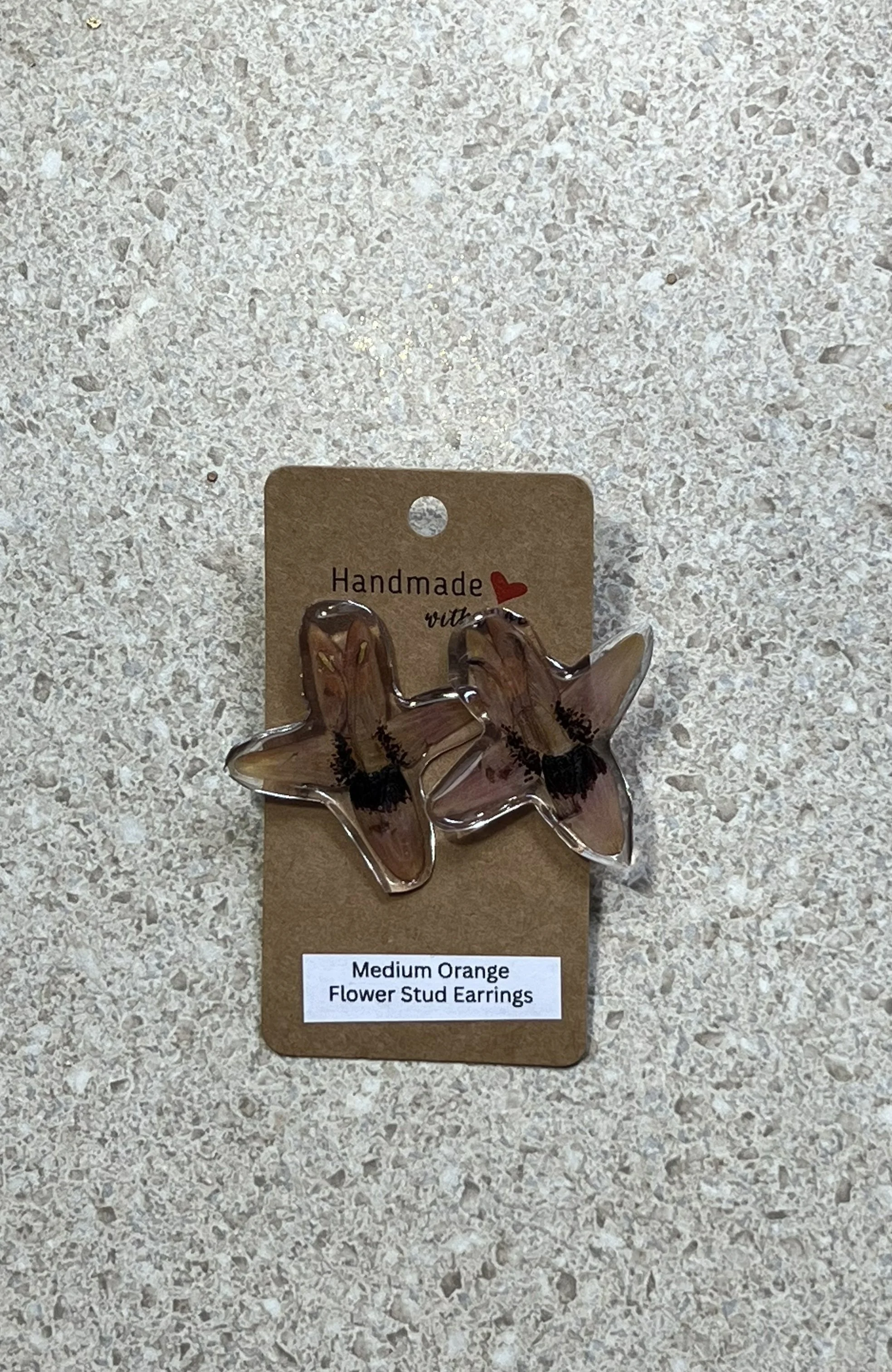Medium Orange Flower Stud Earrings