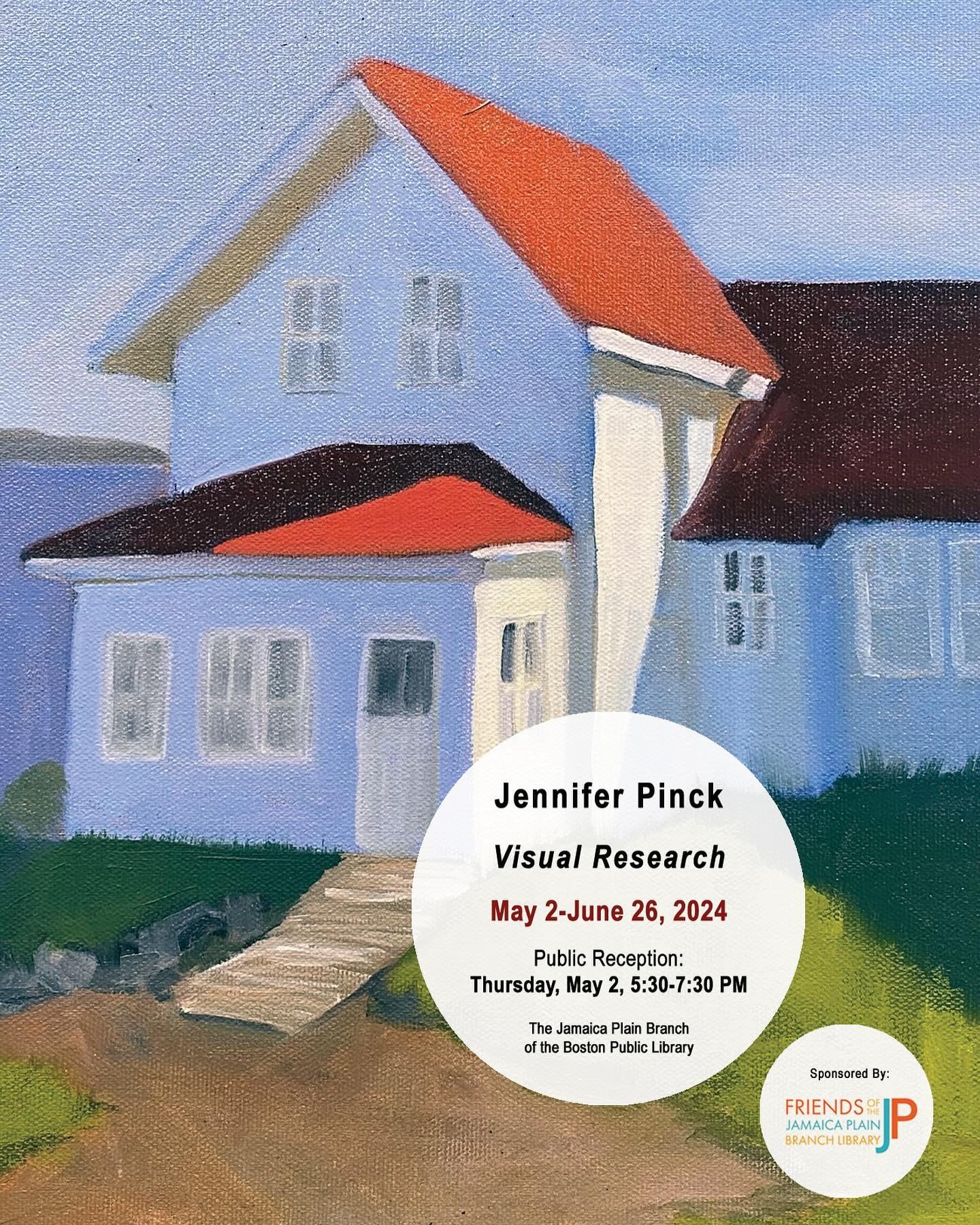 Please join me Thursday May 2 from 5:30 to 7:30 at the Jamaica Plain branch of the Boston Public Library.  30  South Street.  The show is called Visual Research and it will be up till June 26.  Many thanks to Friends of the JP Branch Library - organi
