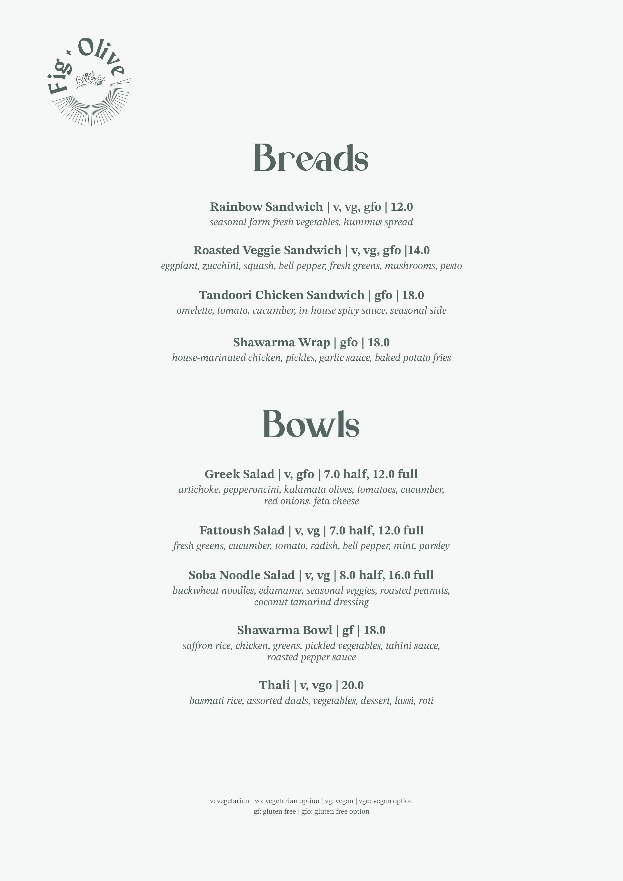 Menu 1 — FIG + OLIVE