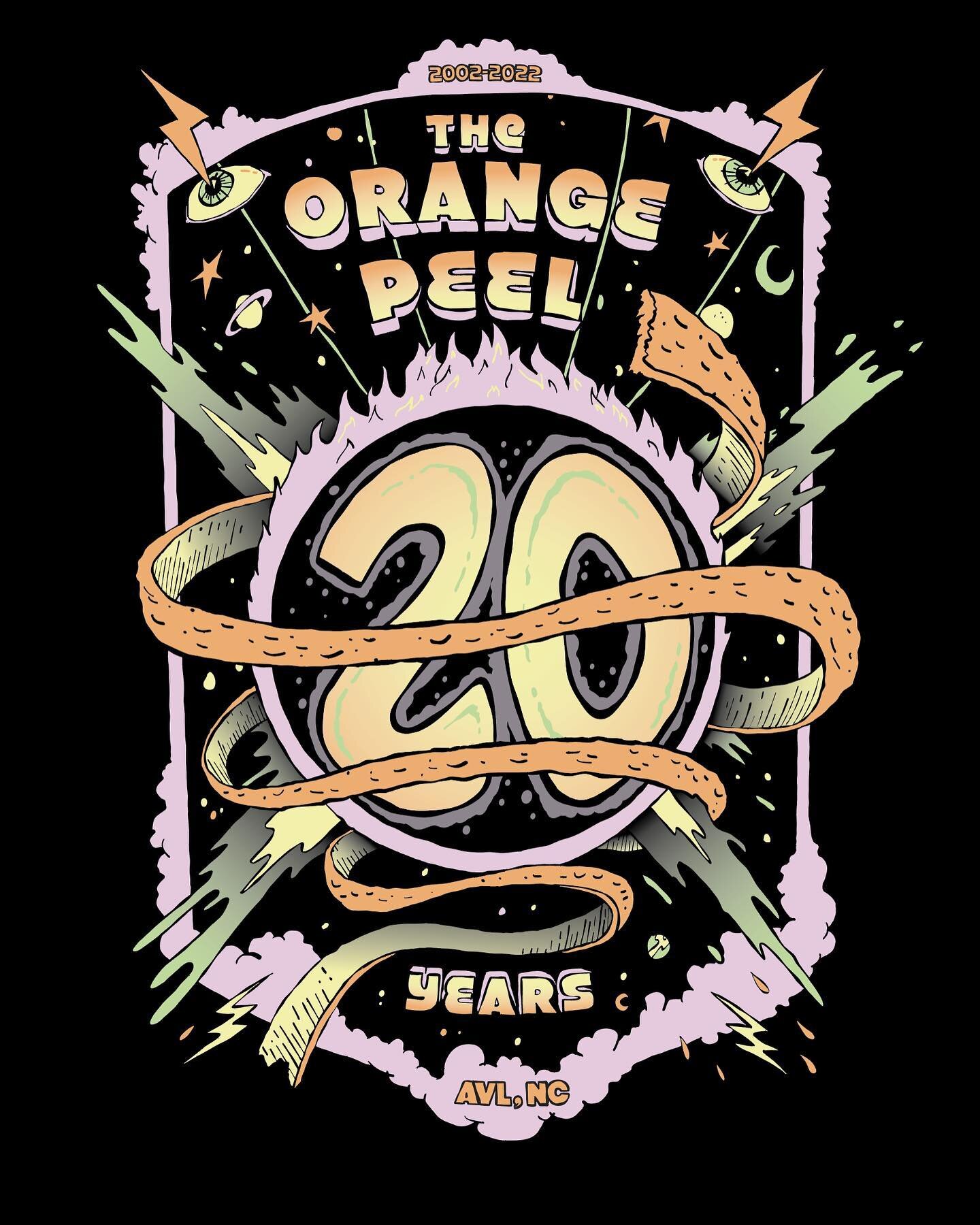 We are proud to have designed and printed @the_orange_peel for their 20th anniversary! It was a great weekend and here&rsquo;s to many more .
.
.
#tshirt #screenprinting  #graphicdesign #tshirt #illustration #designer