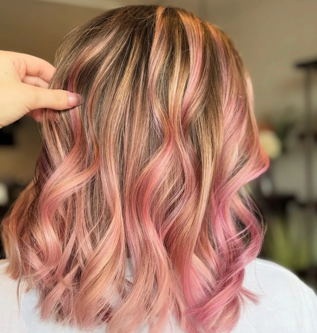 Pops of pink for Halloween. 💞👻 Hair by Bella!