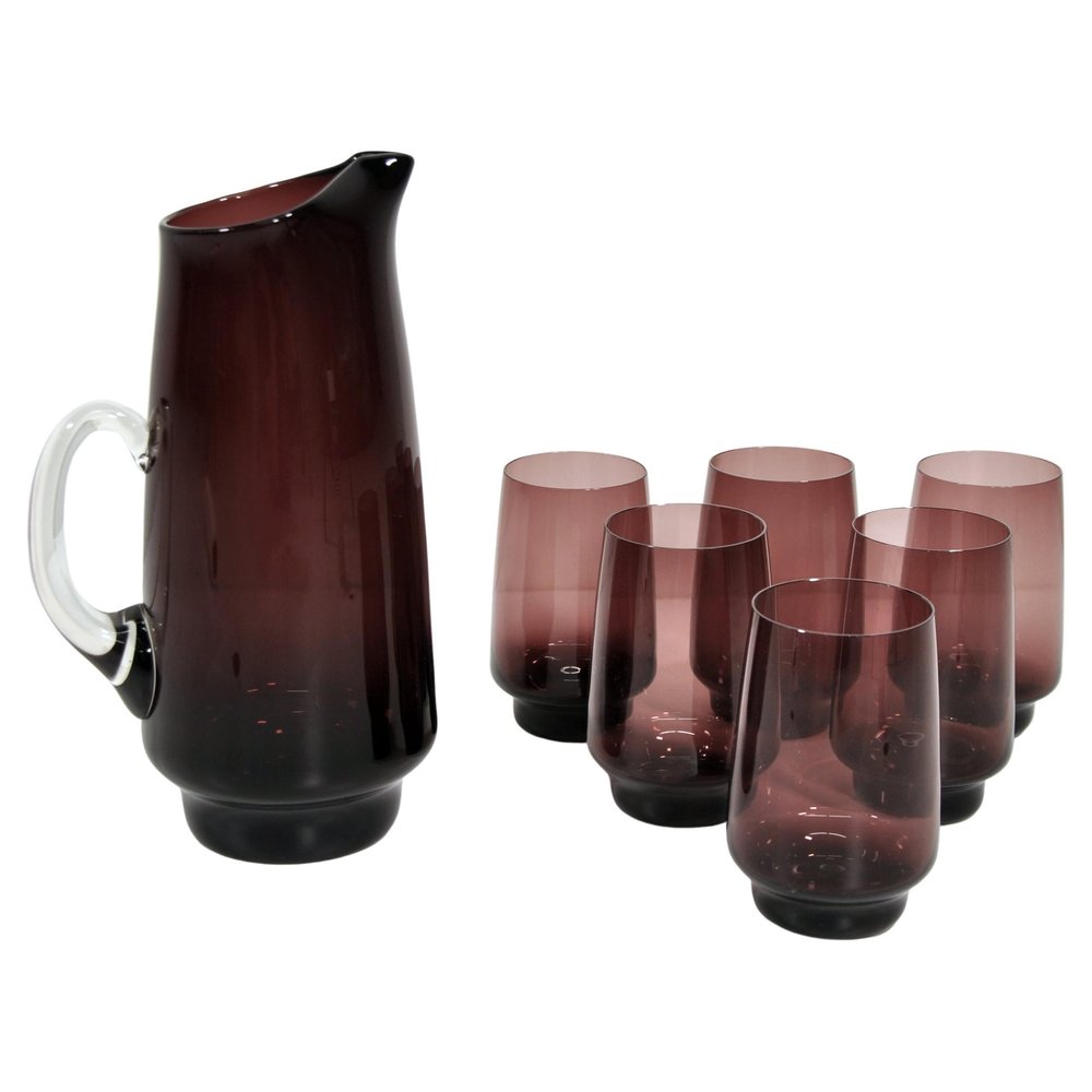 Amethyst Glass Cocktail Set with Pitcher and Six Glasses, 1970s — Select  Modern