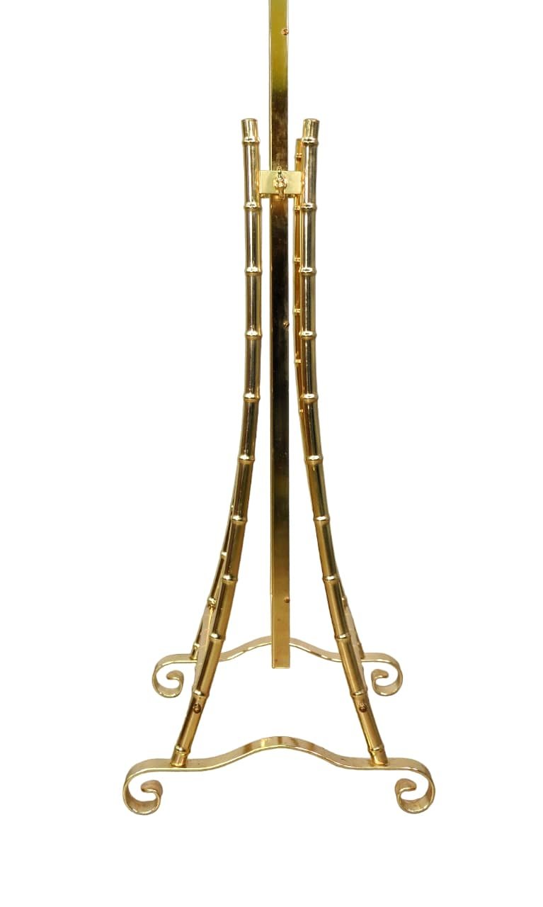 Hollywood Regency Brass Bamboo Cheval Floor Mirror, 1970s — Select Modern