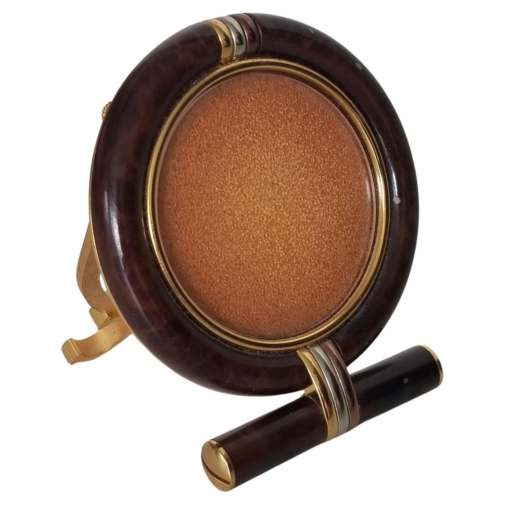 Cartier-Love-Enamel-Yellow-Rose-Gold-SIlver-Round-Travel-Desk-Frame-1.jpeg