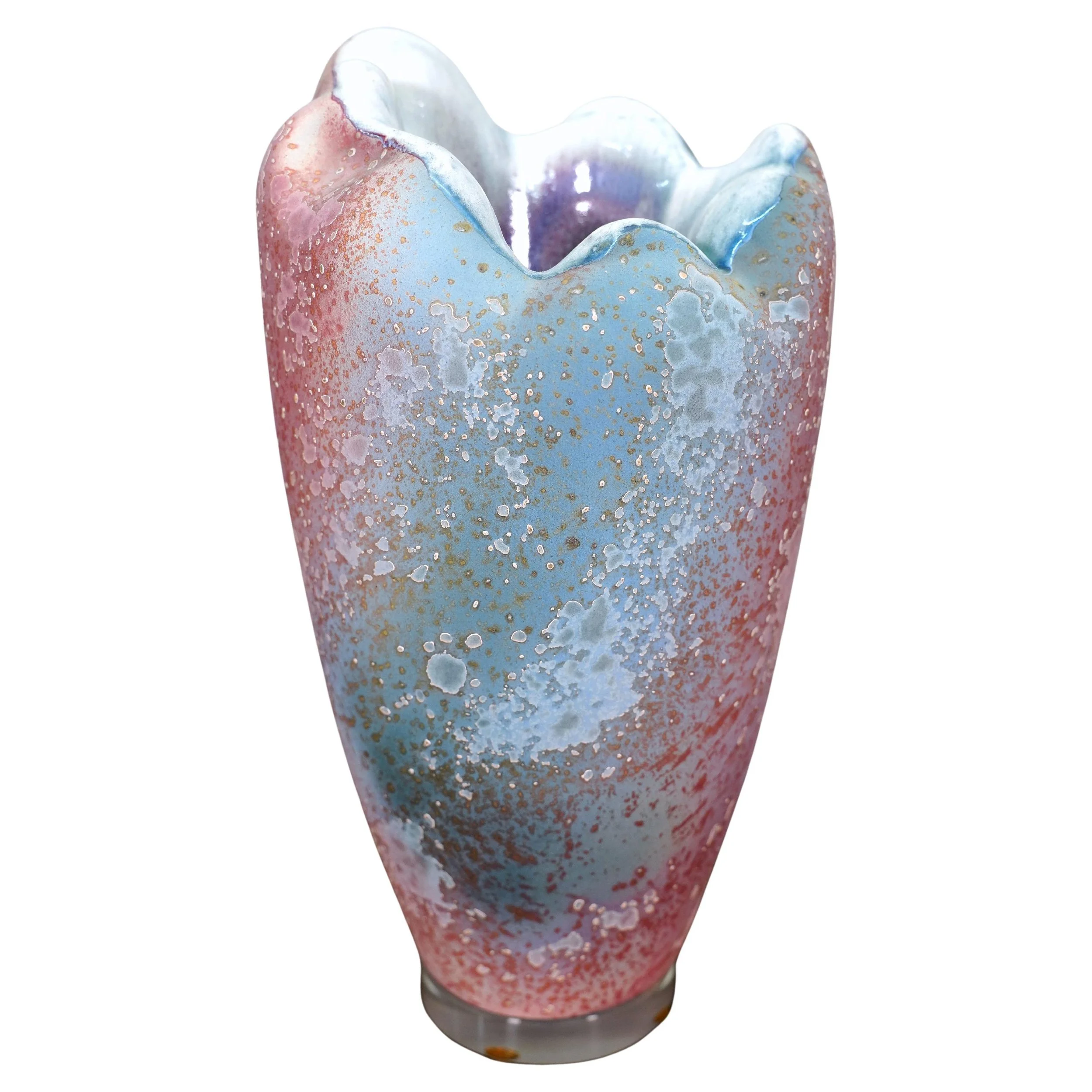 Tony Evans Large Modernist Raku Fired Abstract Pottery Vase, 1980s