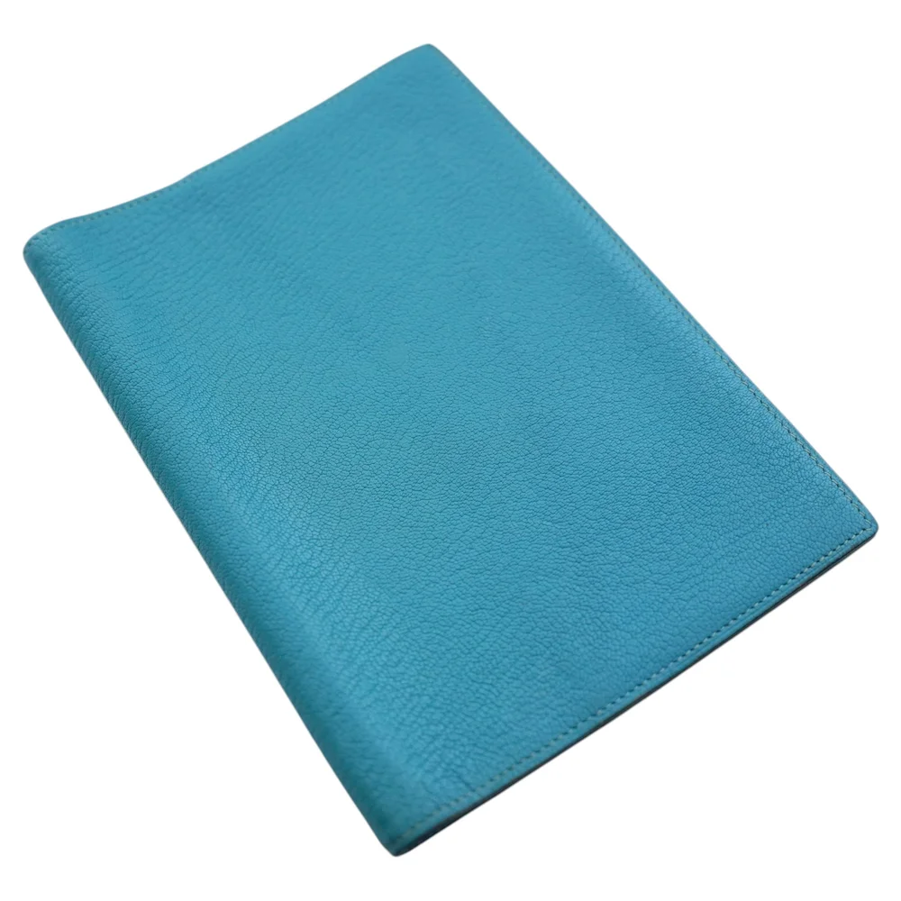 Hermes Turquoise Chevre Mysore Globe-Trotter II Passport Holder