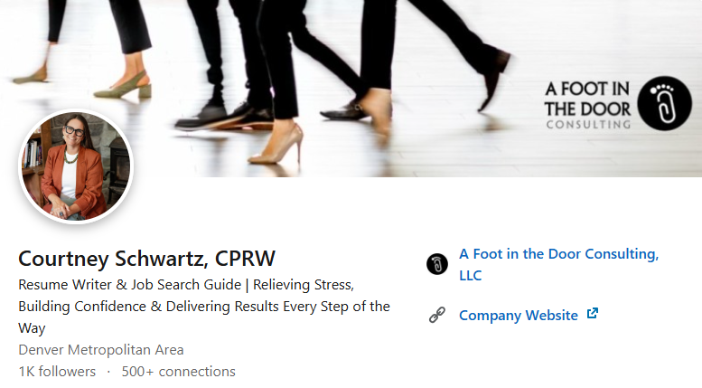 Courtney Schwartz Certified Resume Writer and Job Search Coach's LInkedIn profile snapshot