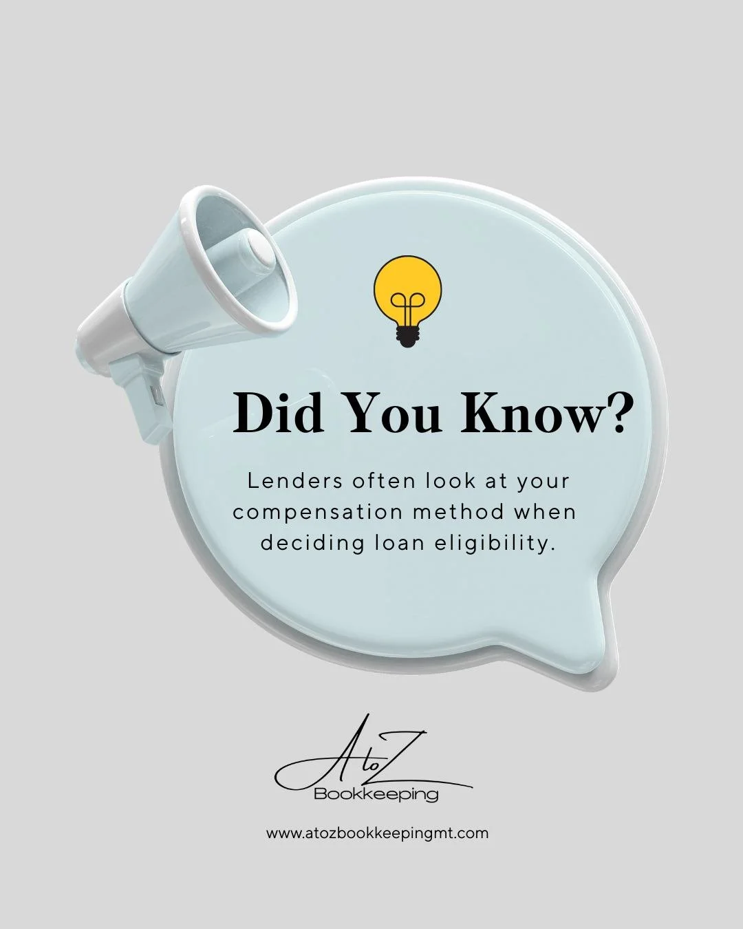 Did you know? Lenders often look at your compensation method when deciding loan eligibility. The wrong pay structure can cost you financing opportunities&mdash;your pay = your borrowing power. Read more in my blog; link in bio.

#financialfaqs #bozem