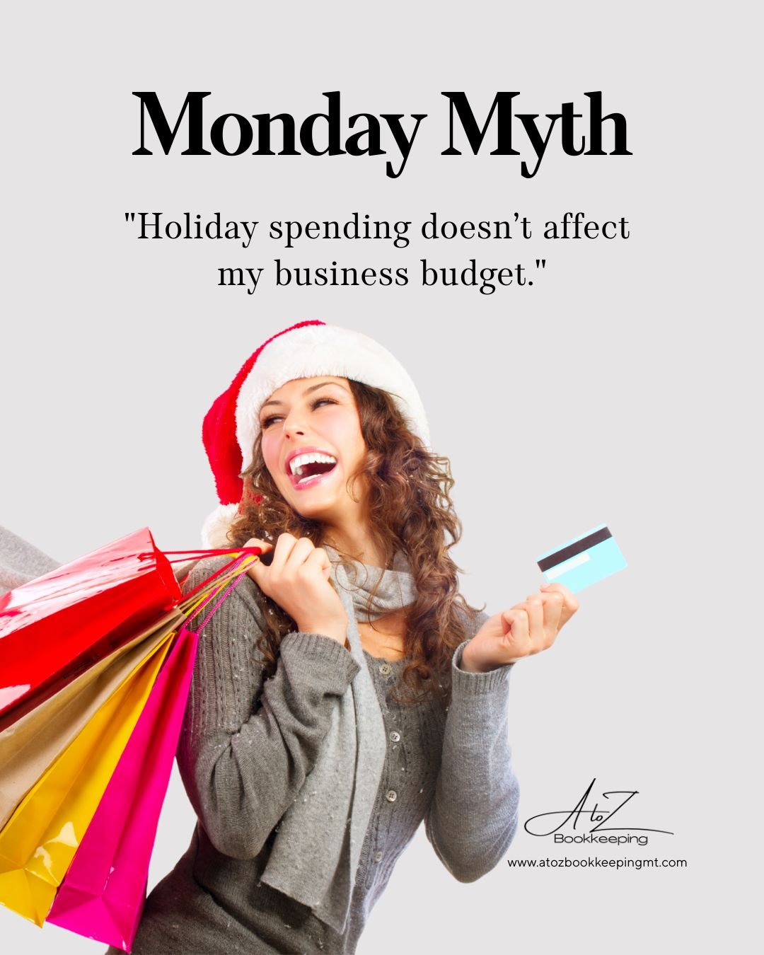 "Holiday spending doesn&rsquo;t affect my business budget." Even small seasonal splurges can throw off your year-end cash flow. Keep holiday expenses separate from business funds&mdash;and track every swipe.

#holidayspendingtips #atozbookk