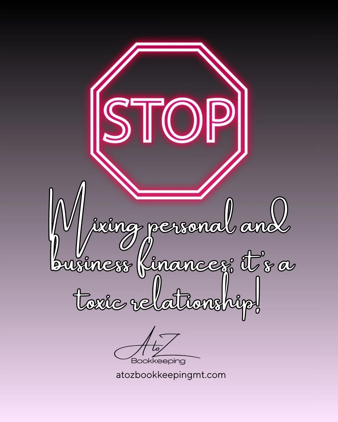 Stop mixing personal and business finances.
That relationship is toxic.
Your reports are confused.
Your accountant is tired.
And your future self would like a word. 🤣

#atozbookkeeping #bozemanbookkeeping #bozemanmontana #financialtips