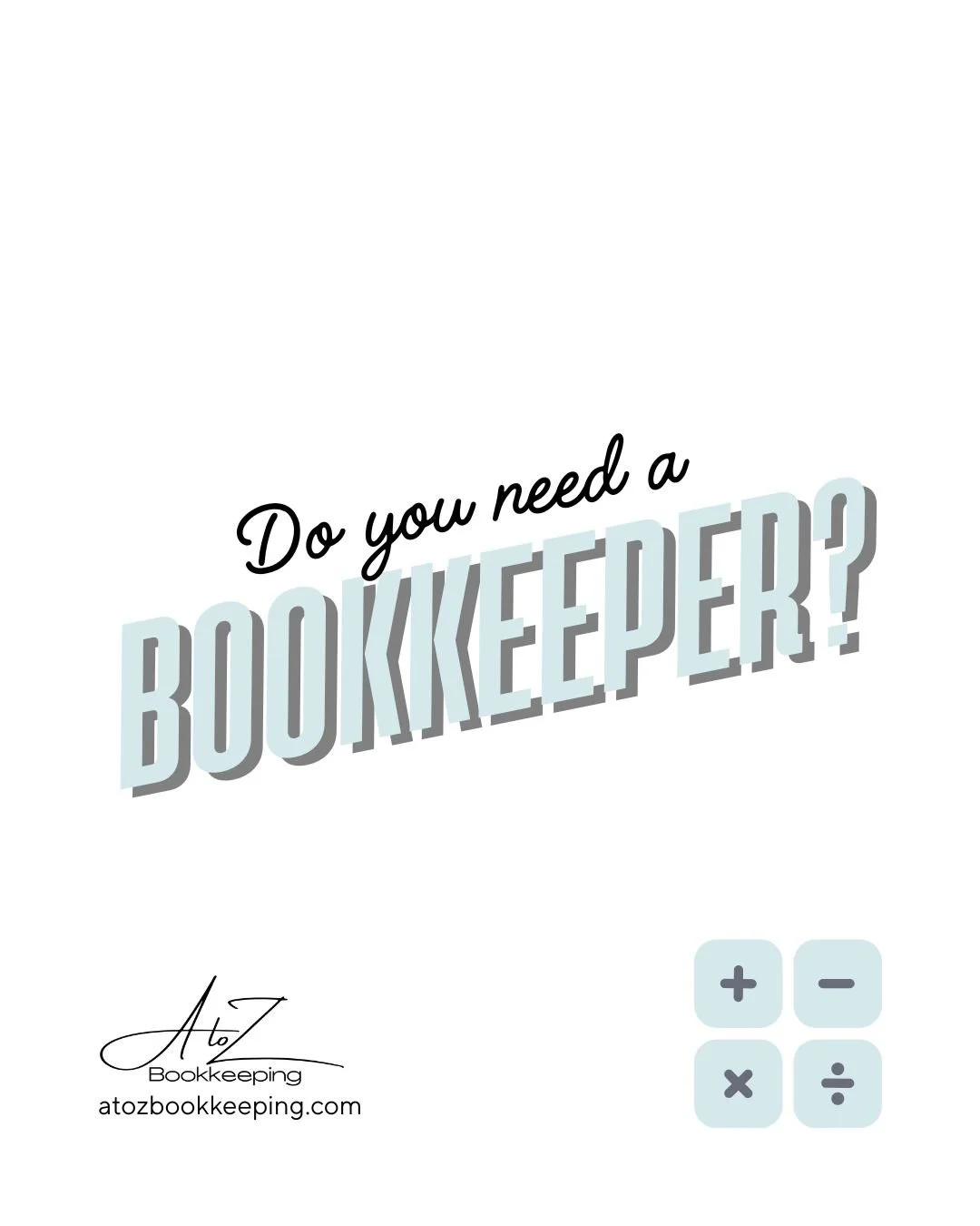 Do you need a bookkeeper?
If your financial plan is vibes &mdash; that&rsquo;s your sign.

Give us a call! ☎️ 406-599-0836

#atozbookkeeping #bozemanbookkeeper #bozeman #bozemanaccountant #bozemanaccounting #taxtips #bozemantaxes