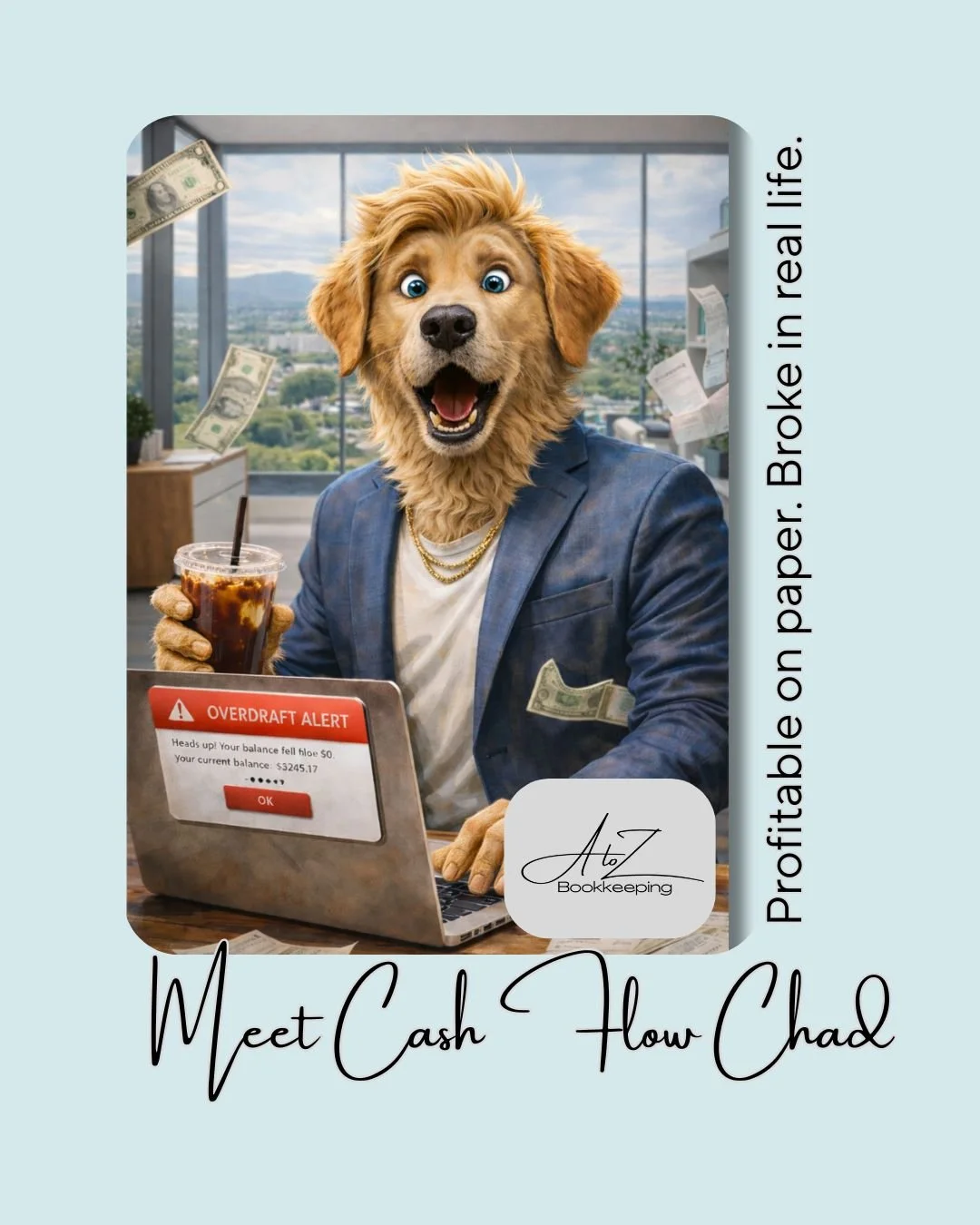 Meet Cash-Flow Chad.
Sales are up. Spirits are high. Bank account? Absolutely devastated.

He&rsquo;s profitable on paper, broke in real life, and still asking, &ldquo;We had a great month&hellip; so why is the account empty?&rdquo;

Classic Chad beh
