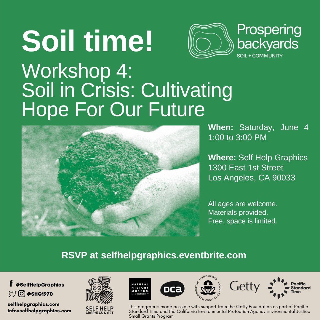 How can soil survive pollution, nutrient depletion and urban sprawl? 

Join us this Saturday, June 4th at Self Help Graphics and hear from organizations who are taking local action! 

Get up close with native plants healing the soil underground and p