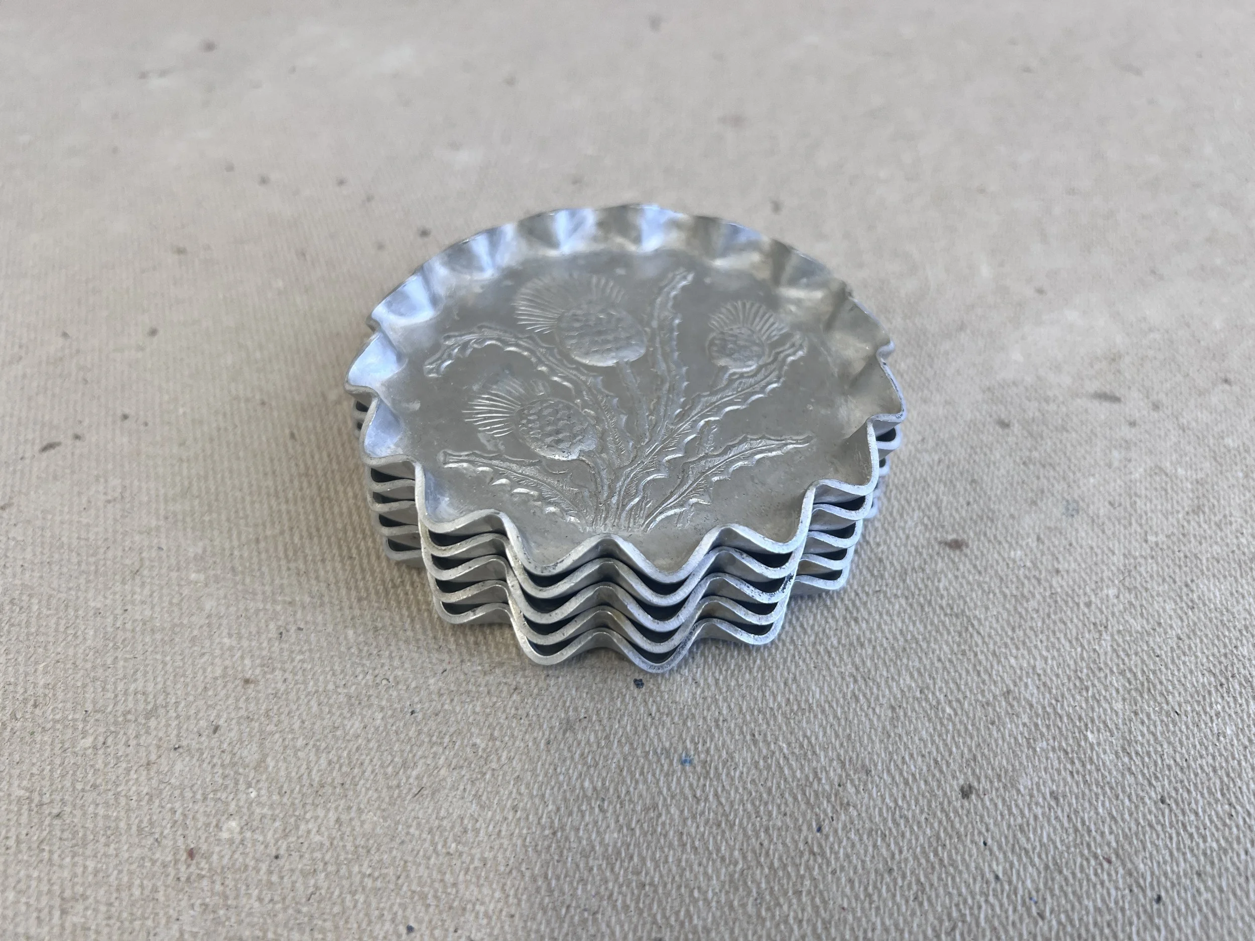 Vintage Aluminum Thistle Coasters