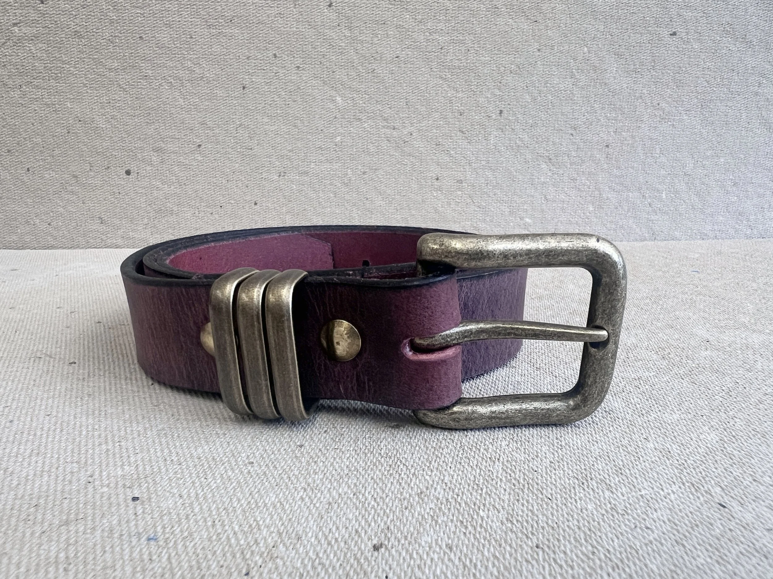 oxblood and antique gold hardware belt