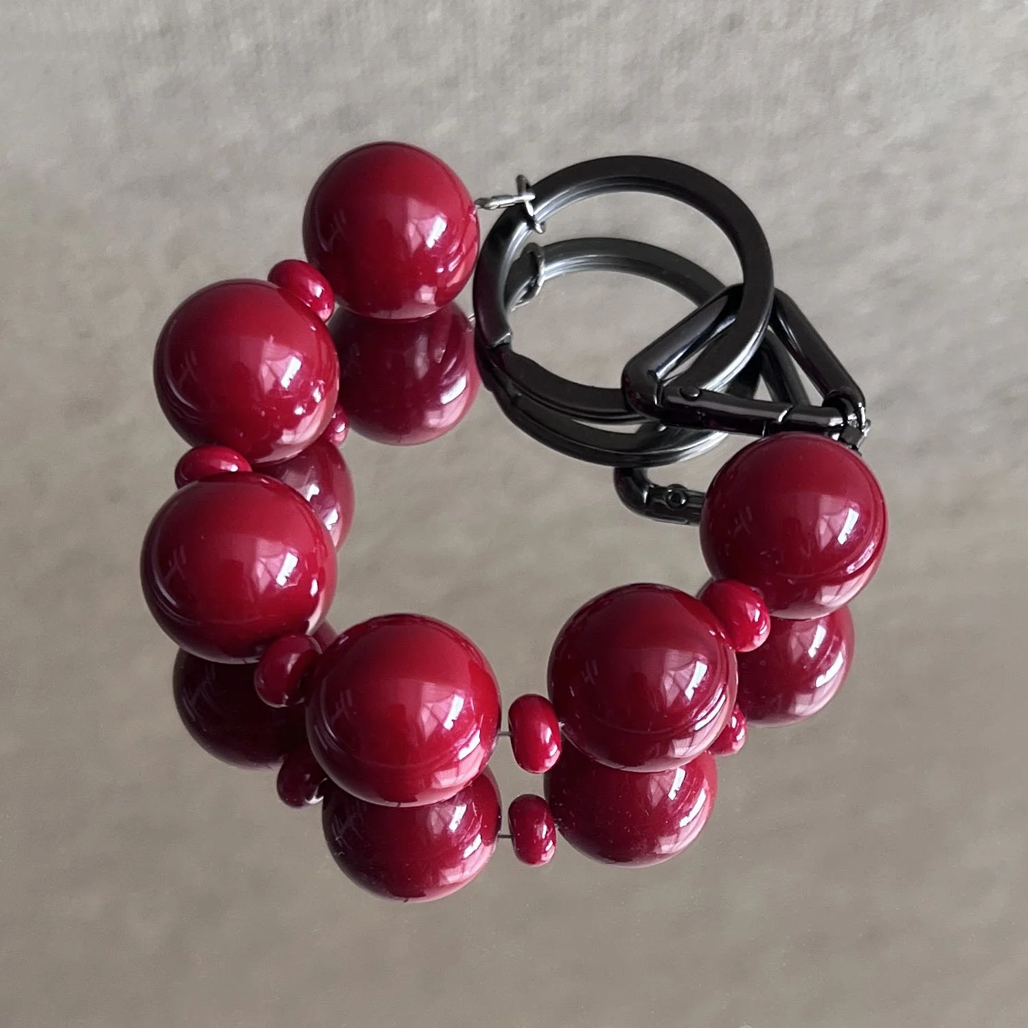 Red Pearl Key Ring Bracelet