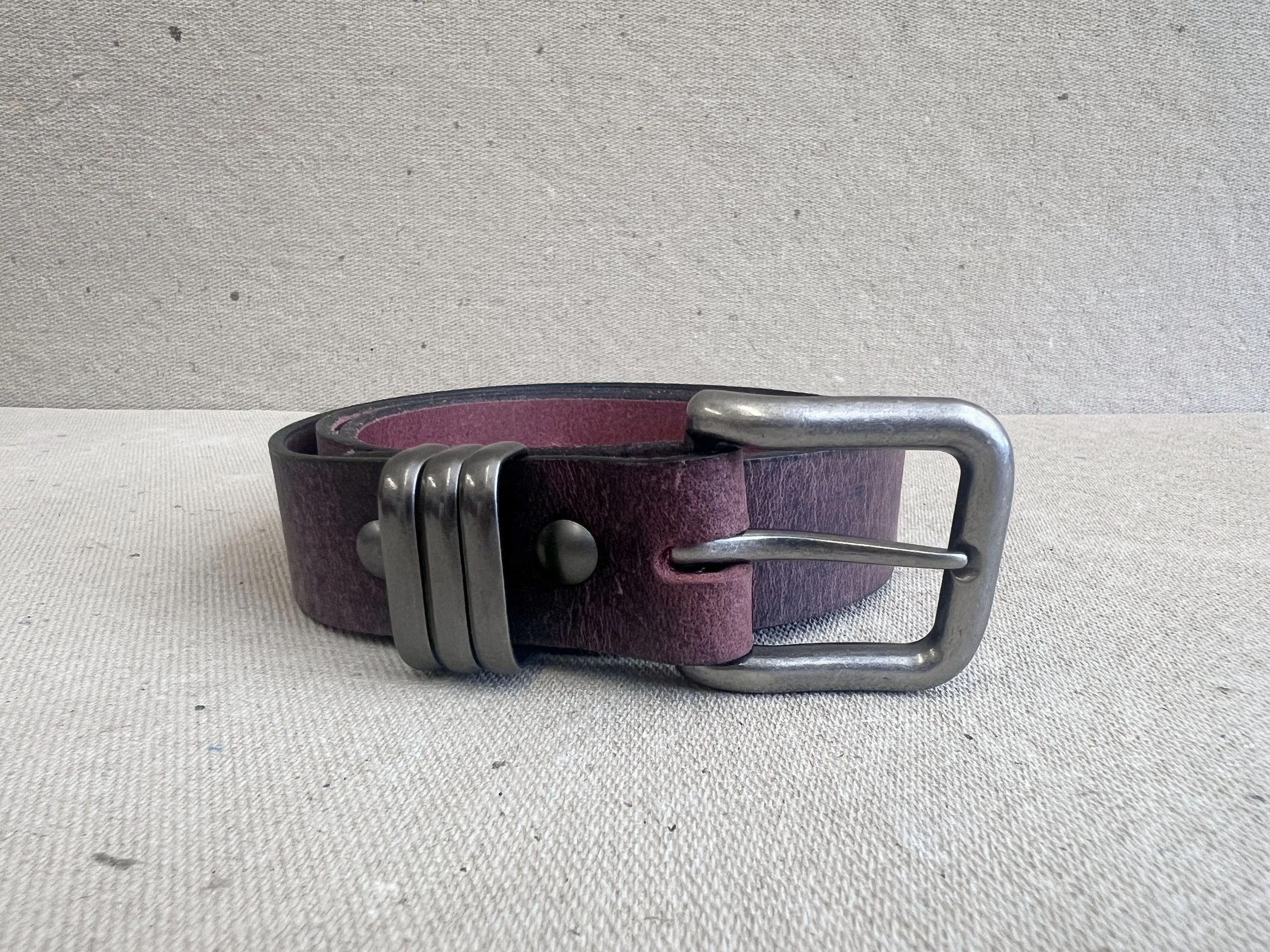 oxblood and antique silver hardware belt