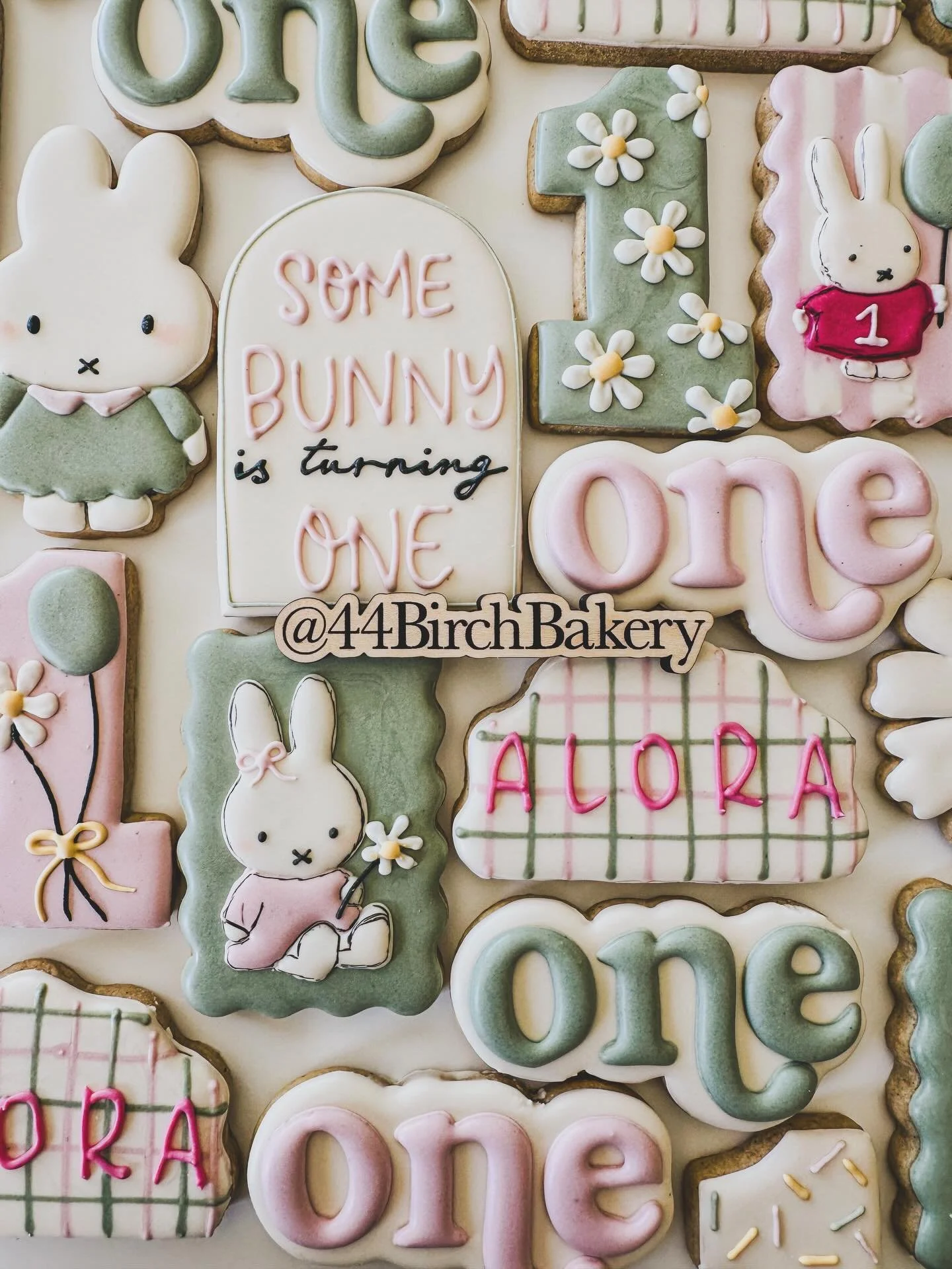 So in love with this set! Happiest birthday to another little bunny turning one🤍🤍

#somebunnyisturningone #customsugarcookies #mncookier #44birchbakery
