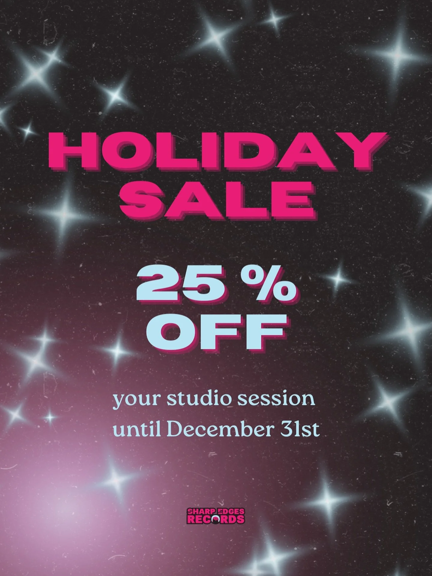 The Holiday Deal Starts Now ✧ 

From Nov 3 &ndash; Dec 31, enjoy 25% OFF all studio sessions when you book with promo code SERHOLIDAY25. Booking link in bio! 

At Sharp Edges, we believe the best music comes from spaces where people feel safe, inspir