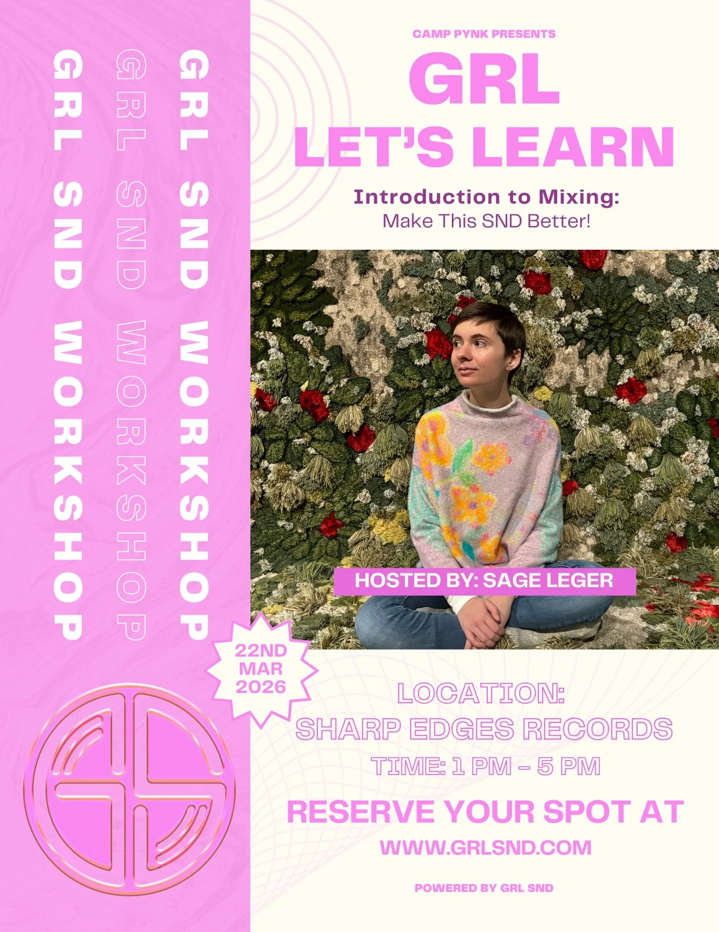 GRL LET&rsquo;S LEARN: Introduction to Mixing: Make This SND Better! *

Join @grlsndd this Sunday, March 22nd at Sharp Edges Records for a hands-on mixing workshop led by producer &amp; audio engineer @sage_wise_1 !

In this intimate group session, w
