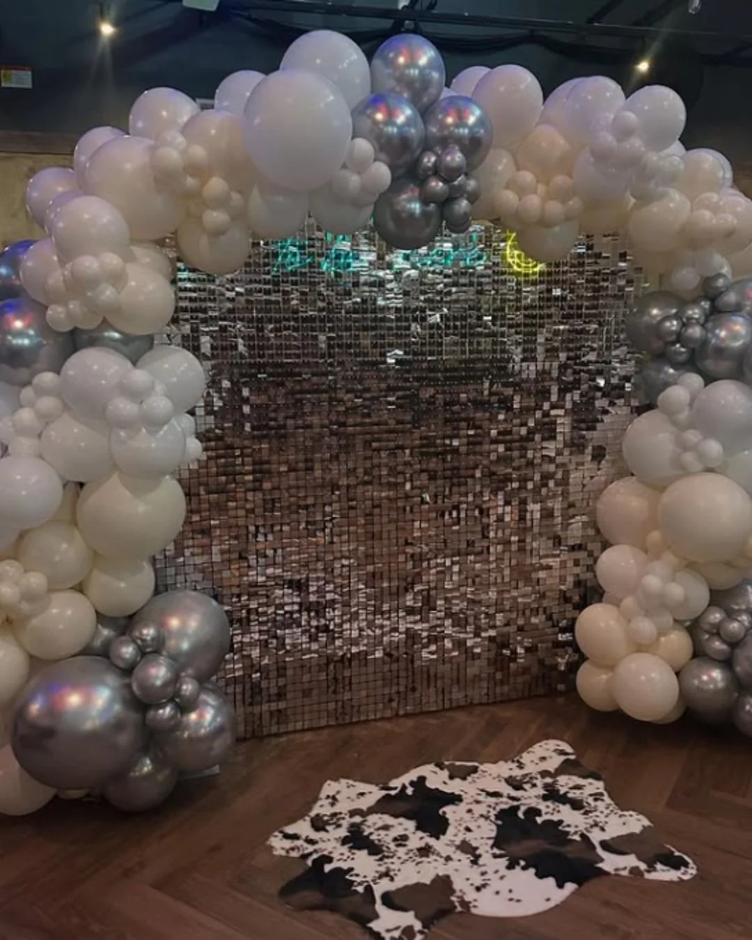 The night before backdrop and balloons