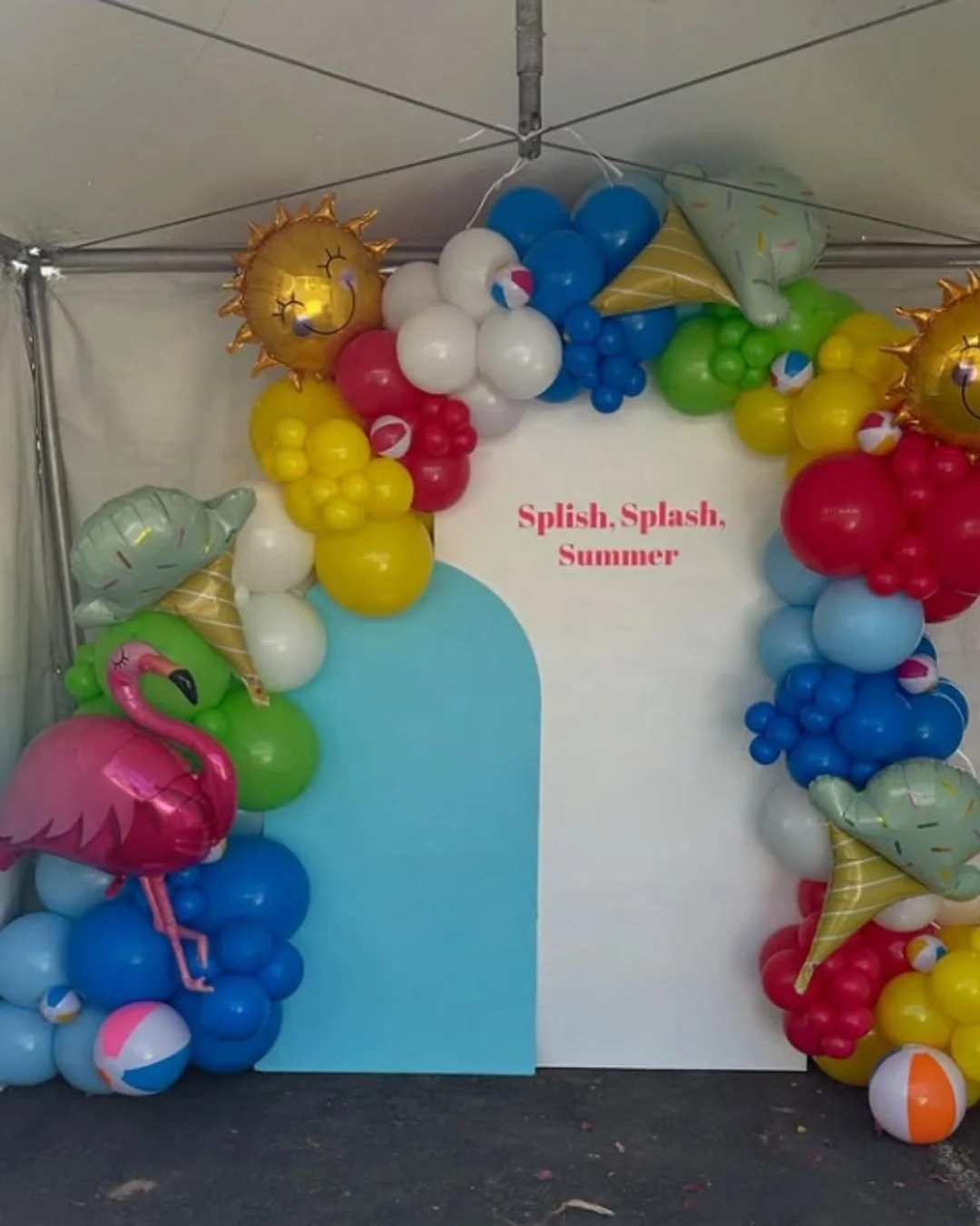 Summer Corporate Event Backdrop and Balloons