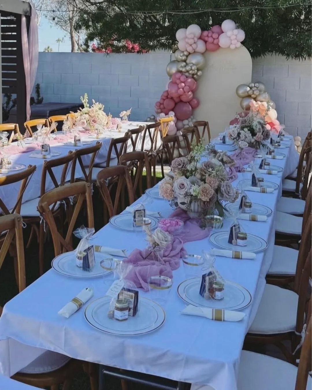 bridal shower balloon garland and backdrop