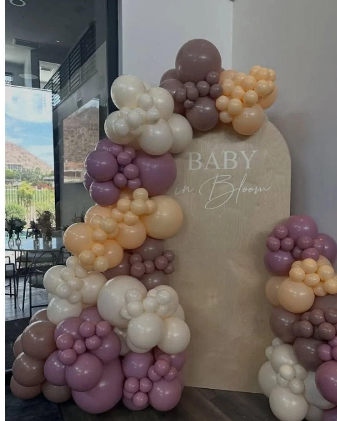 Baby in Bloom Backdrop and Balloon Garland
