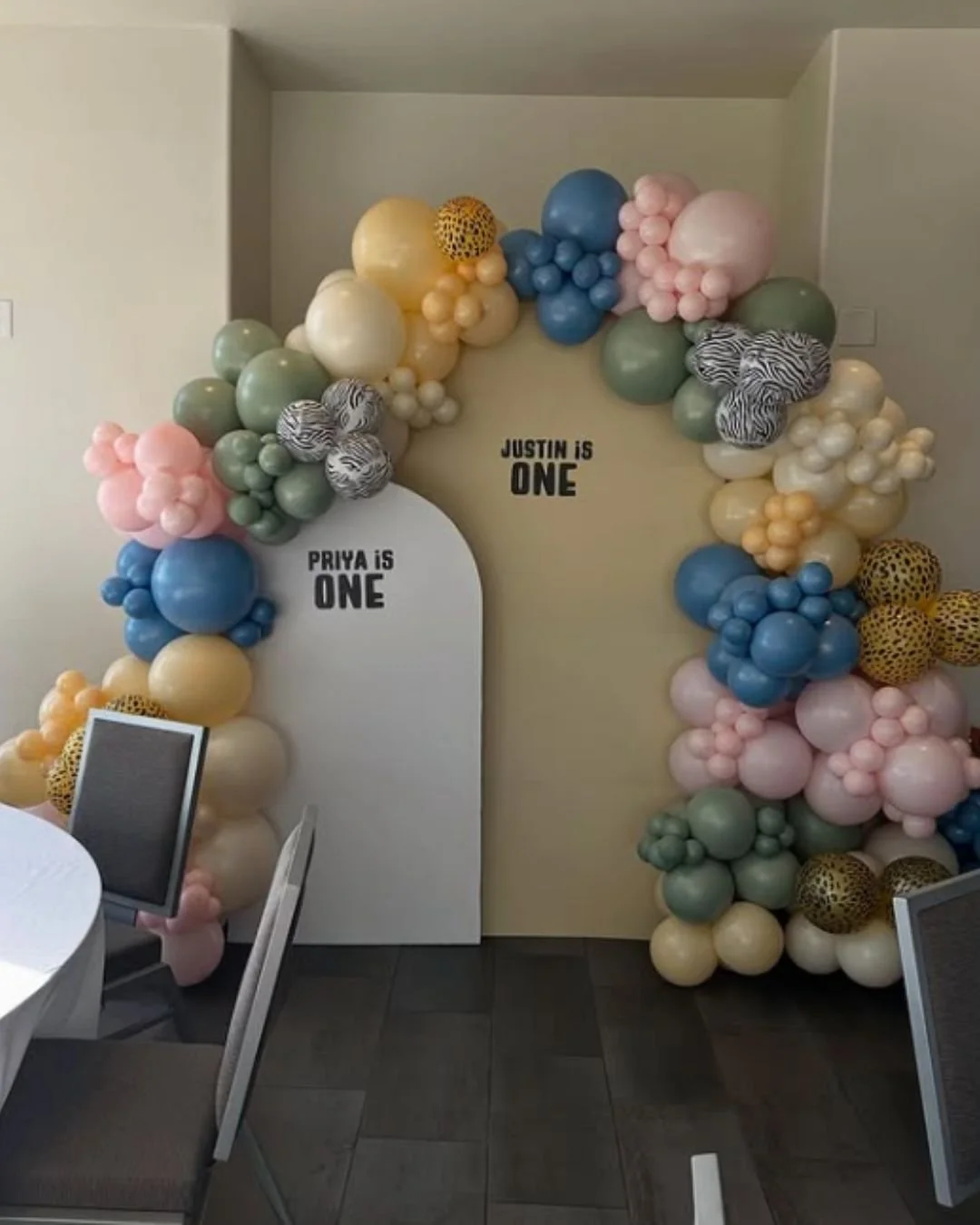 First Birthday Backdrop and Balloon Garland