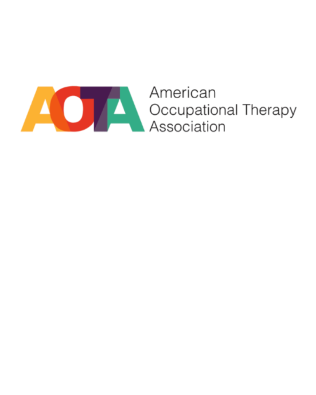 Logo of the American Occupational Therapy Association (AOTA) with colorful letters and company name.