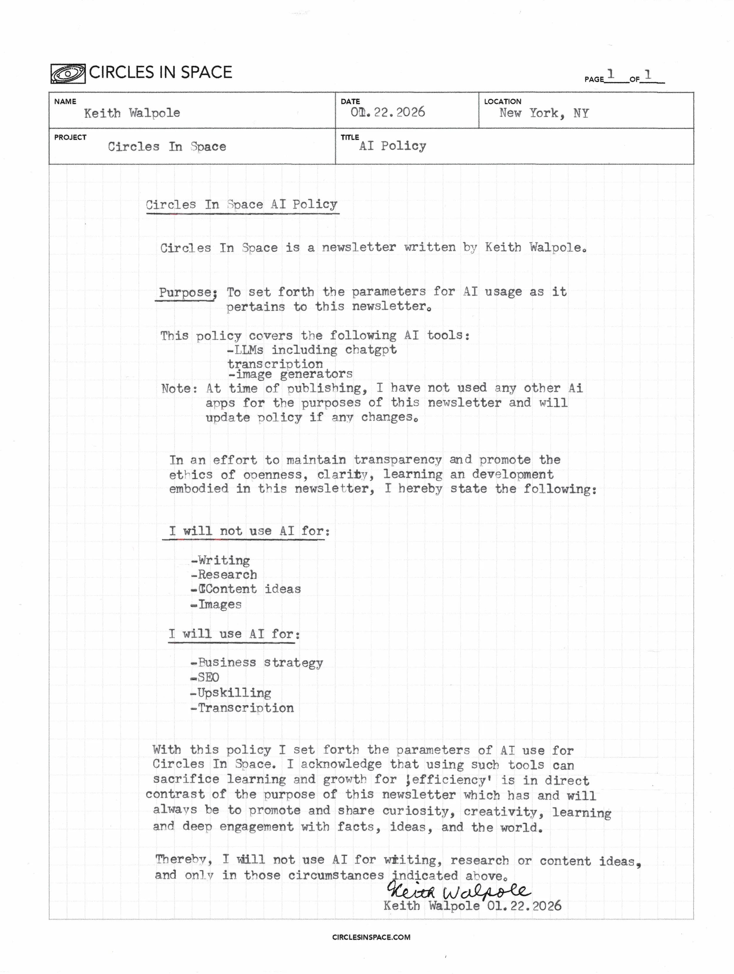 Newsletter AI Policy