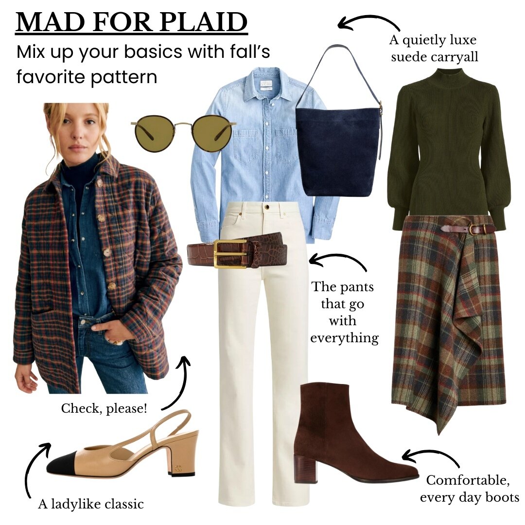 Mad for plaid! Link in bio to shop &hearts;️🤎💙