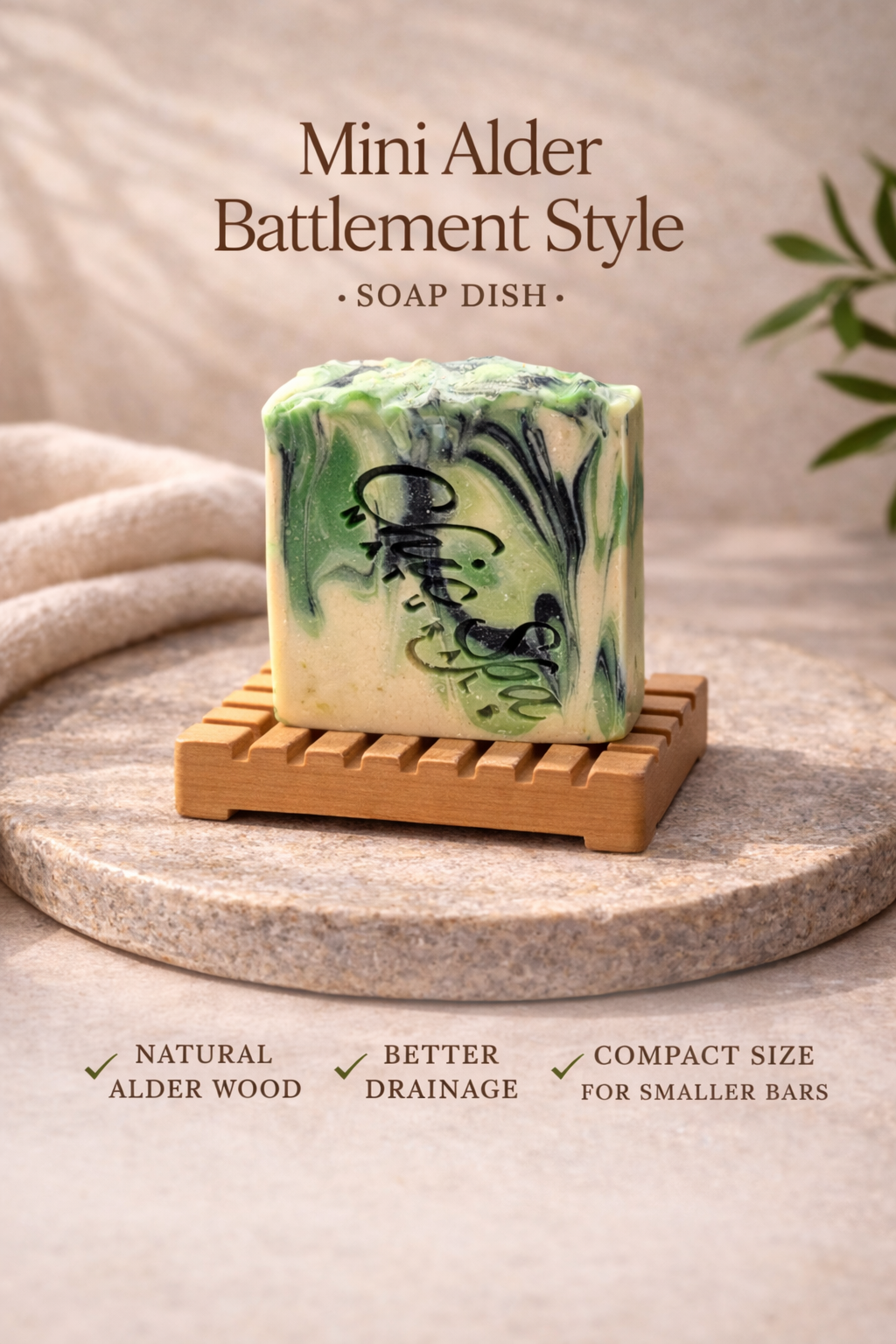 Mini Alder Battlement Style Soap Dish with handmade soap by Chic Spa Naturals