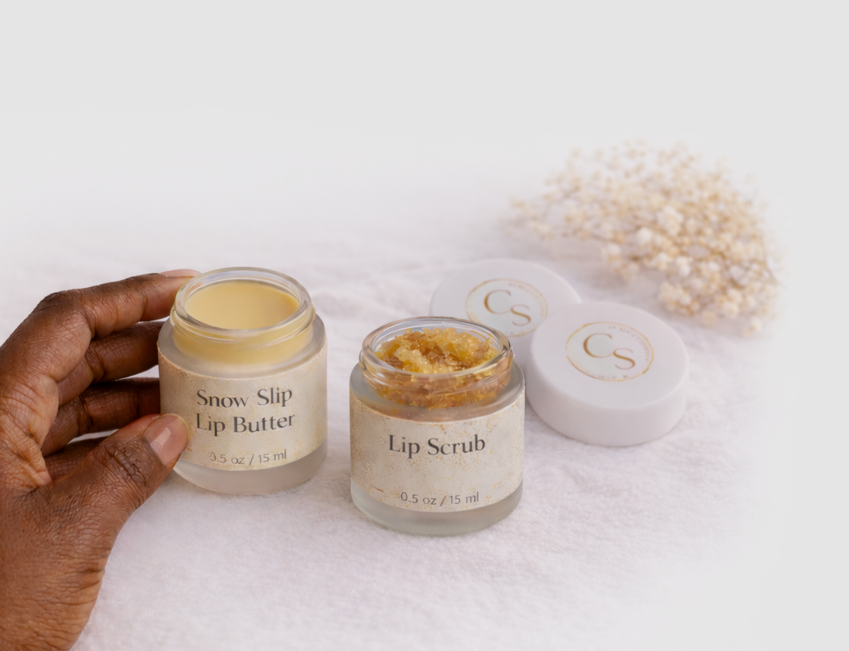 Handmade lip butter and lip scrub by Chic Spa Naturals