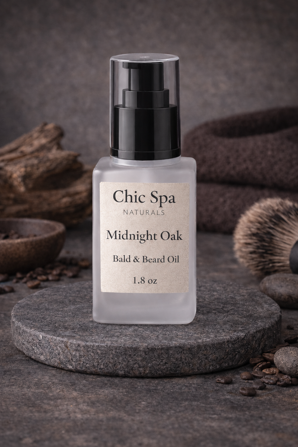 Midnight Oak Bald & Beard Oil 1.8 oz by Chic Spa Naturals