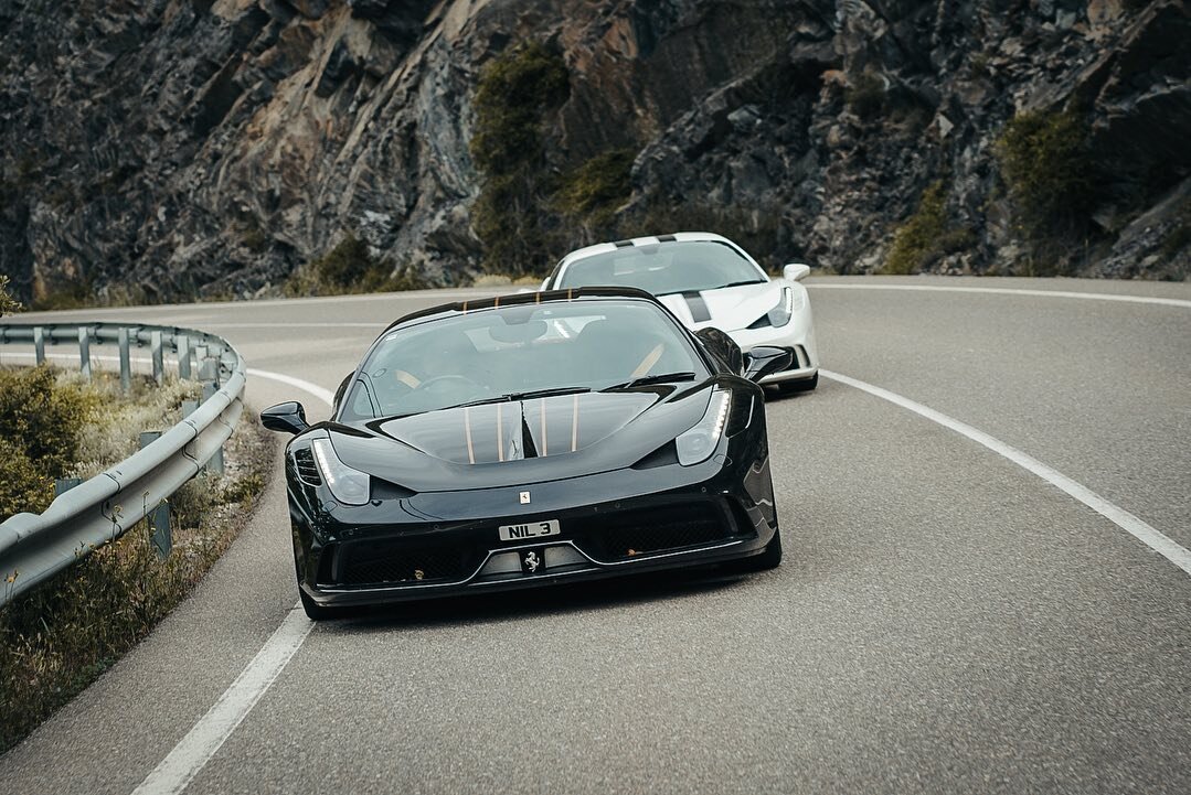 @nil_p1 was on my arse a lot today. Always pushing. Another good day of great roads. Now in Andorra&hellip; tomorrow we go to Barcelona.
&bull;
#ClubMulholland #PyreneesGrantour #Ferrari #Porsche #FerrariSpeciale #GT3 #911Speedster