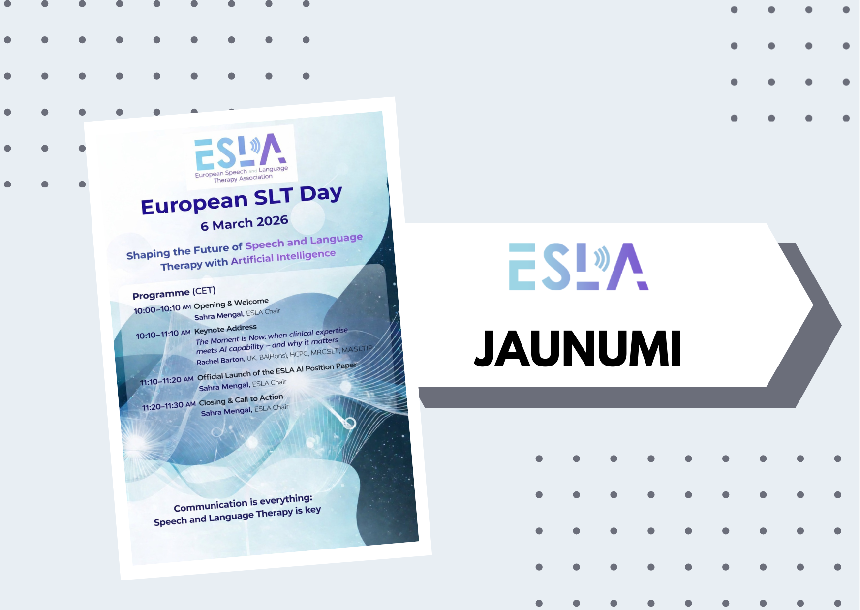 ESLA Eiropas Logopēdijas dienā aicina! 