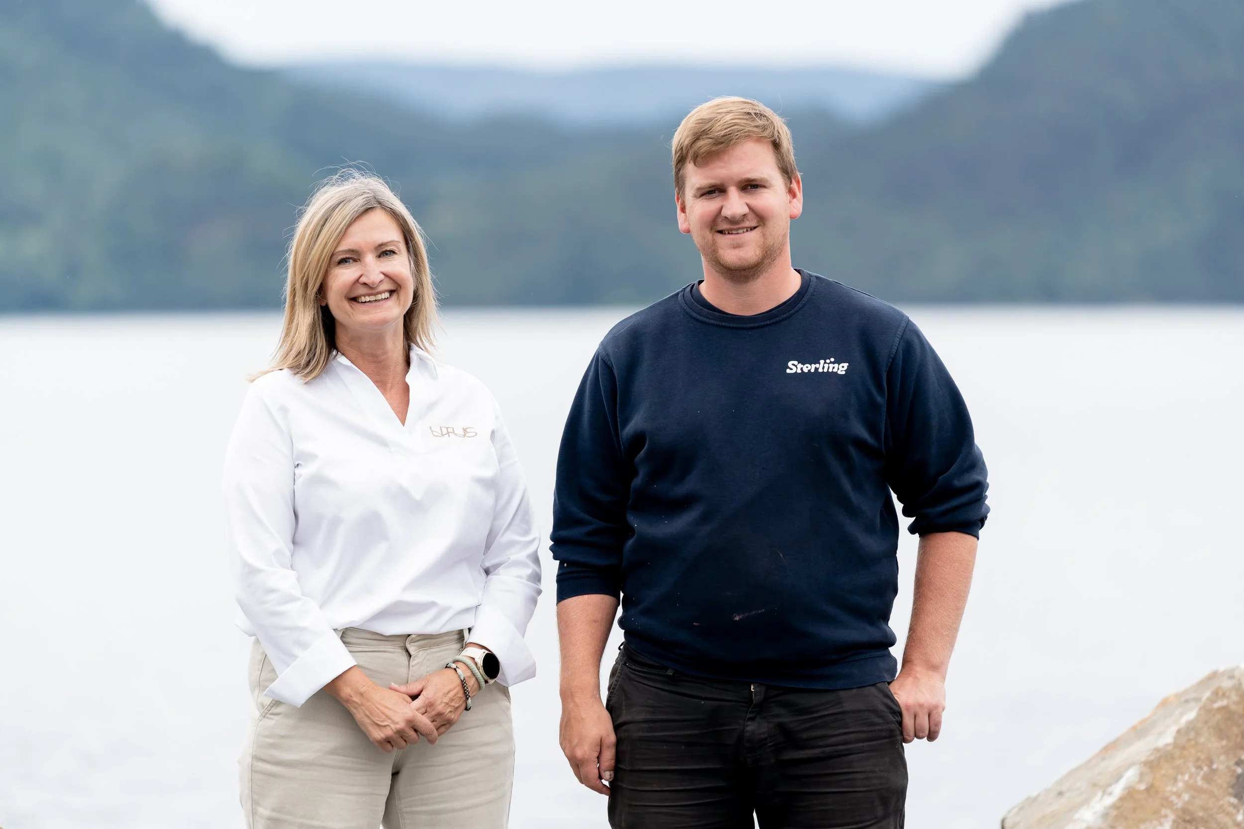 Tone Tomassen i Litus Akva og Åsmund Holten i Sterling Halibut Imsland 