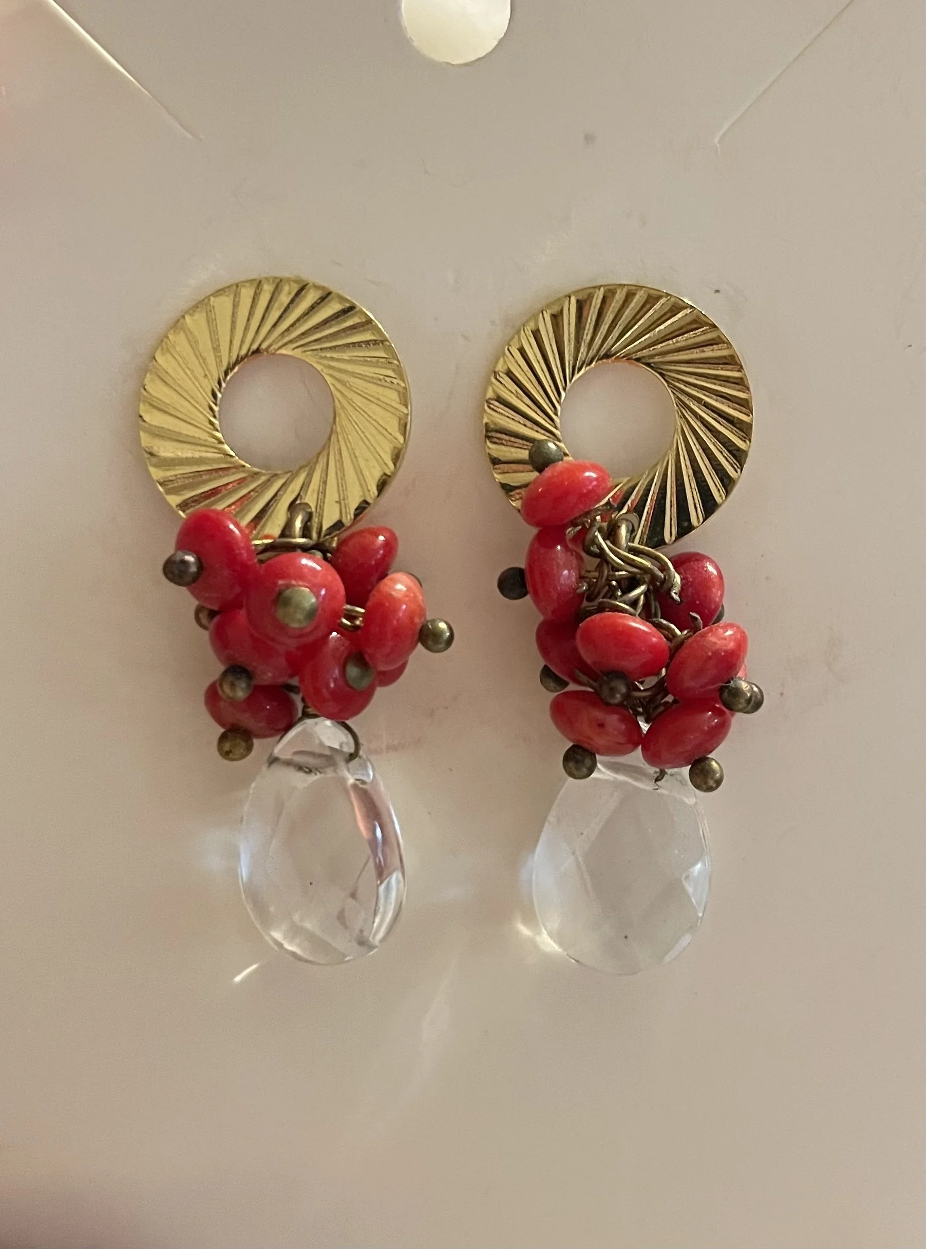 Boucles d'oreilles rouge et doré