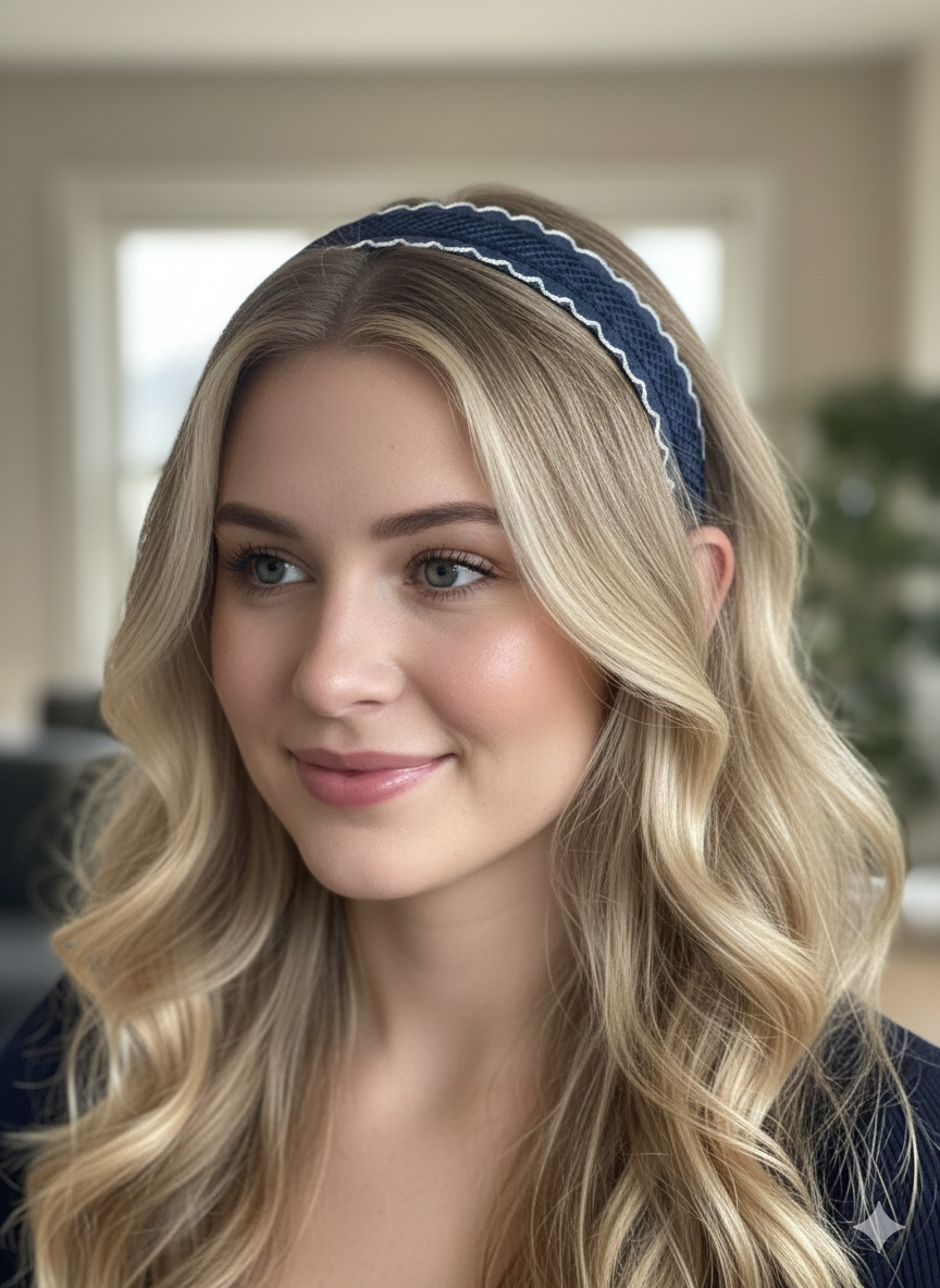 Serre-tête festons bleu