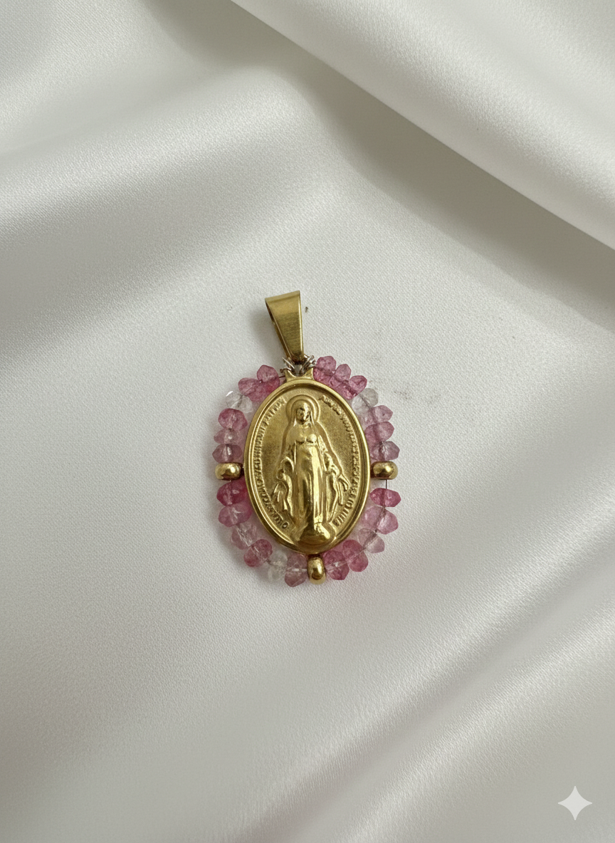 Médaille miraculeuse et pierres fines