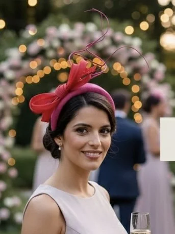 Large serre tête rose et rouge