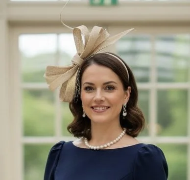 Serre-tête doré avec rachis et voilette