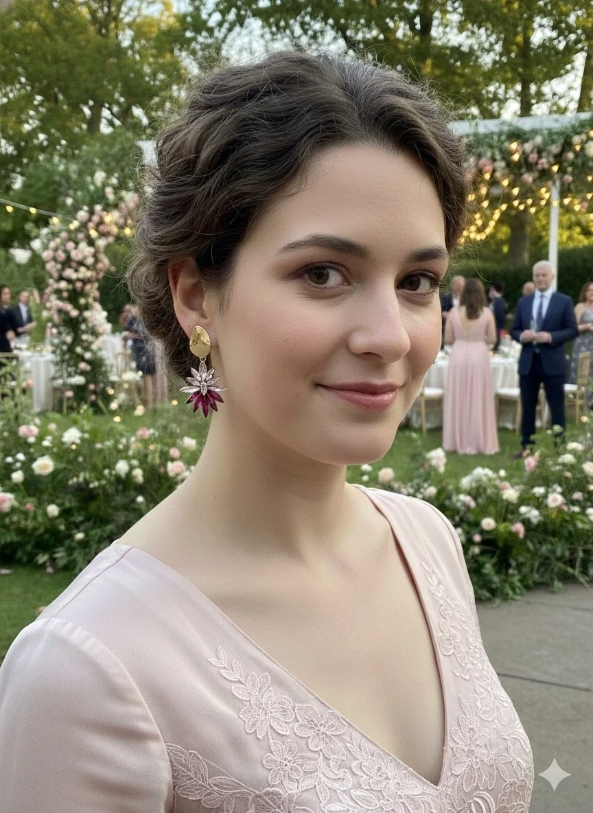 Boucles d’oreilles strass camaïeu rose