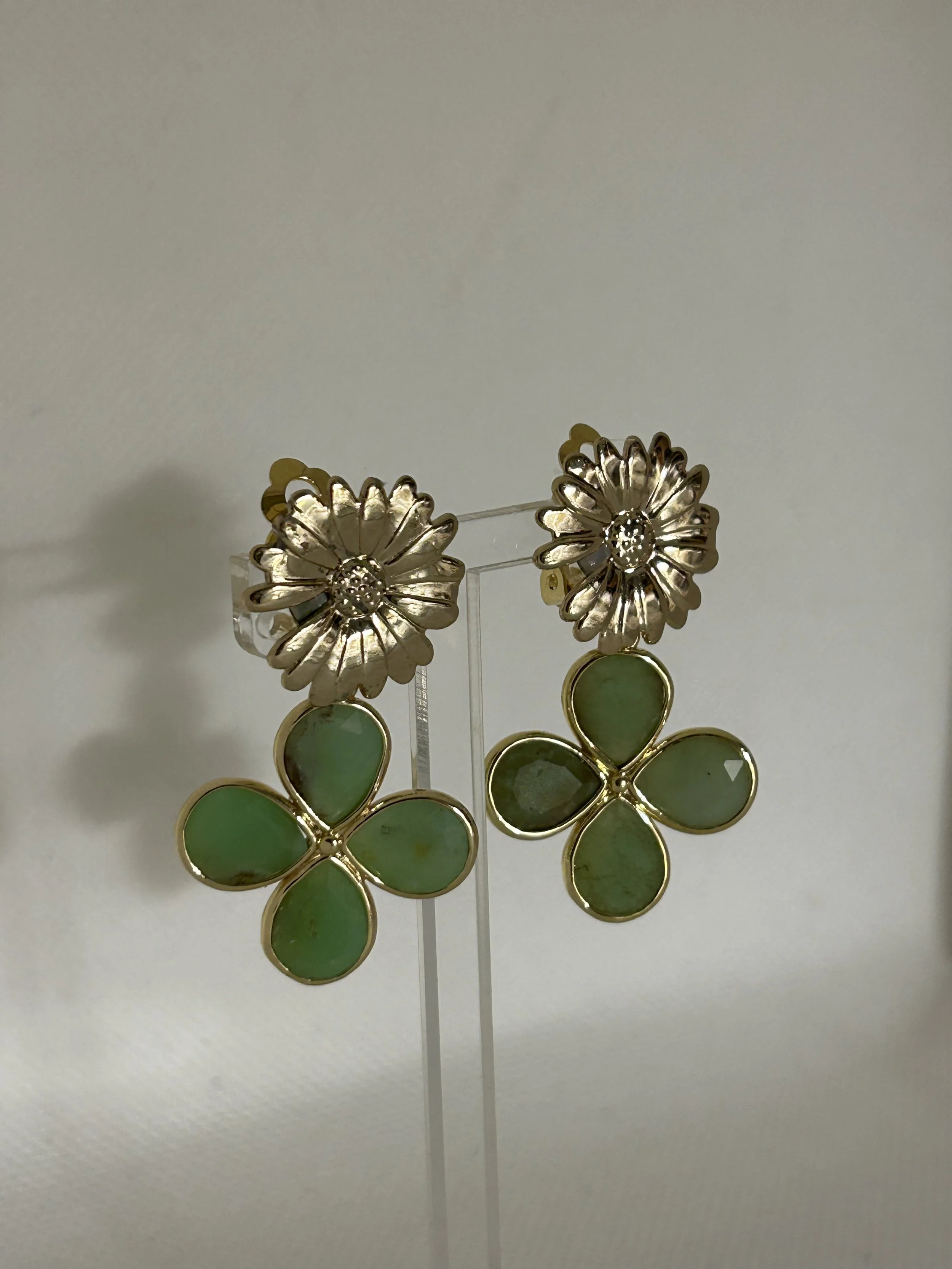 Clips fleur et pierre fine