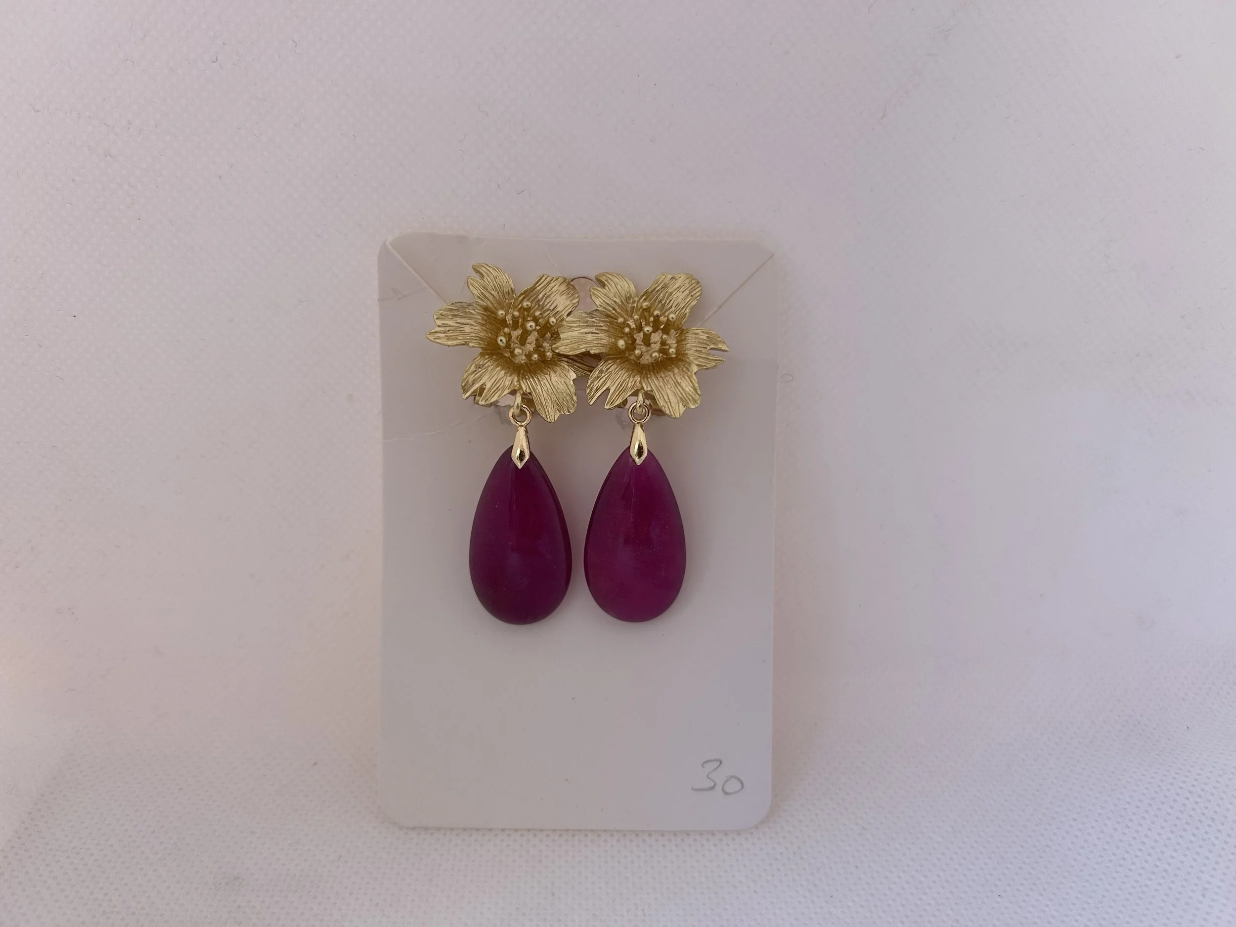 Boucles d’oreilles, Fleurs et Jade
