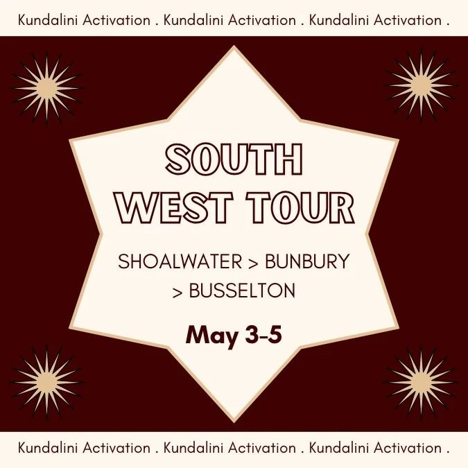 𝐊𝐮𝐧𝐝𝐚𝐥𝐢𝐧𝐢 𝐀𝐜𝐭𝐢𝐯𝐚𝐭𝐢𝐨𝐧 goes on tour this weekend... down south to Shoalwater &gt; Bunbury &gt; Busselton 🚙 

Enter a powerful process of alchemical co-creation within your own body 🌟💫

𝐒𝐞𝐬𝐬𝐢𝐨𝐧 𝐓𝐢𝐦𝐞𝐬
❣ SHOALWATER (Sold 