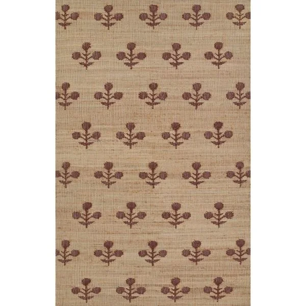 Orchard Bloom Rust Hand Woven Wool and Jute Area Rug