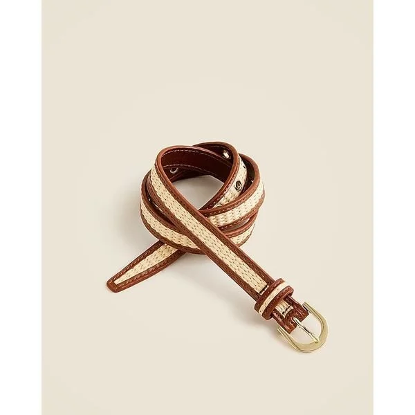 Slim Classic Belt in Faux Raffia